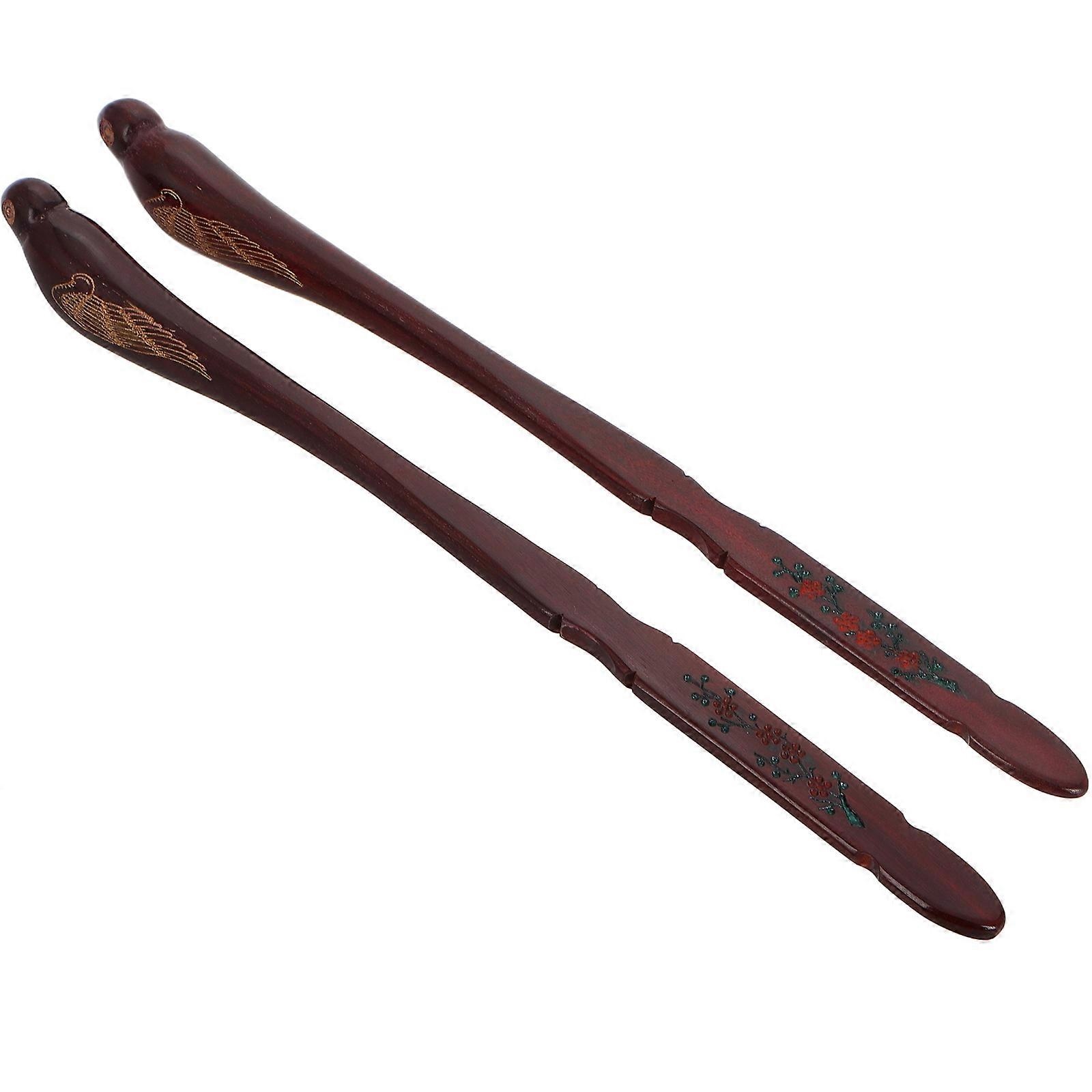 Yangqin Playing Tools with Bird Shaped Rosewood Mallets Set of 2 Large Practice Hammers for Adults Brown Color