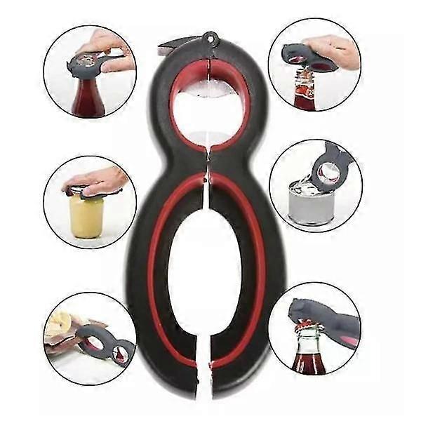 Apriscatole 6 in 1 per barattoli e tappi di bottiglia