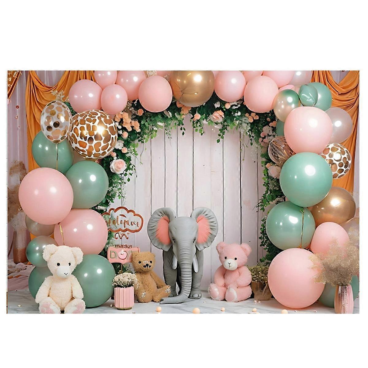 210X150cm Children's Forest Animal Birthday Background Cloth Party Balloon Photography Background C