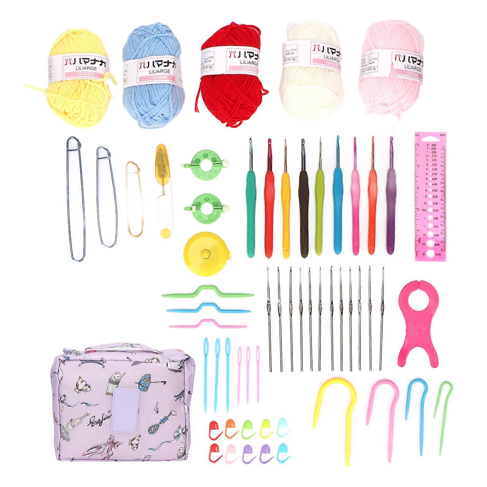 Crochet Yarn Kit Ergonomic Handle Marked Sizes Assorted