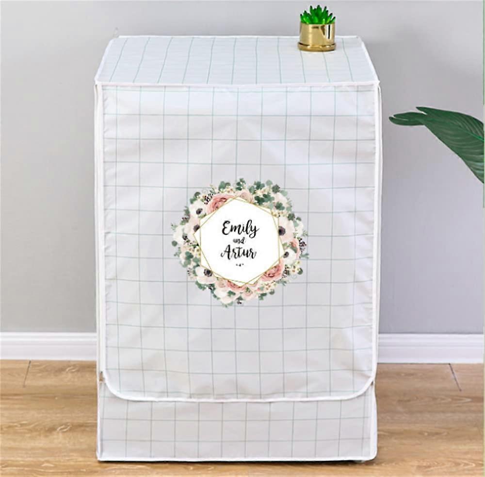 Waterproof Dustproof Front Load Washing Machine Cover 810kg, Minimalist Plaid Design, UV Sunscreen, Garden