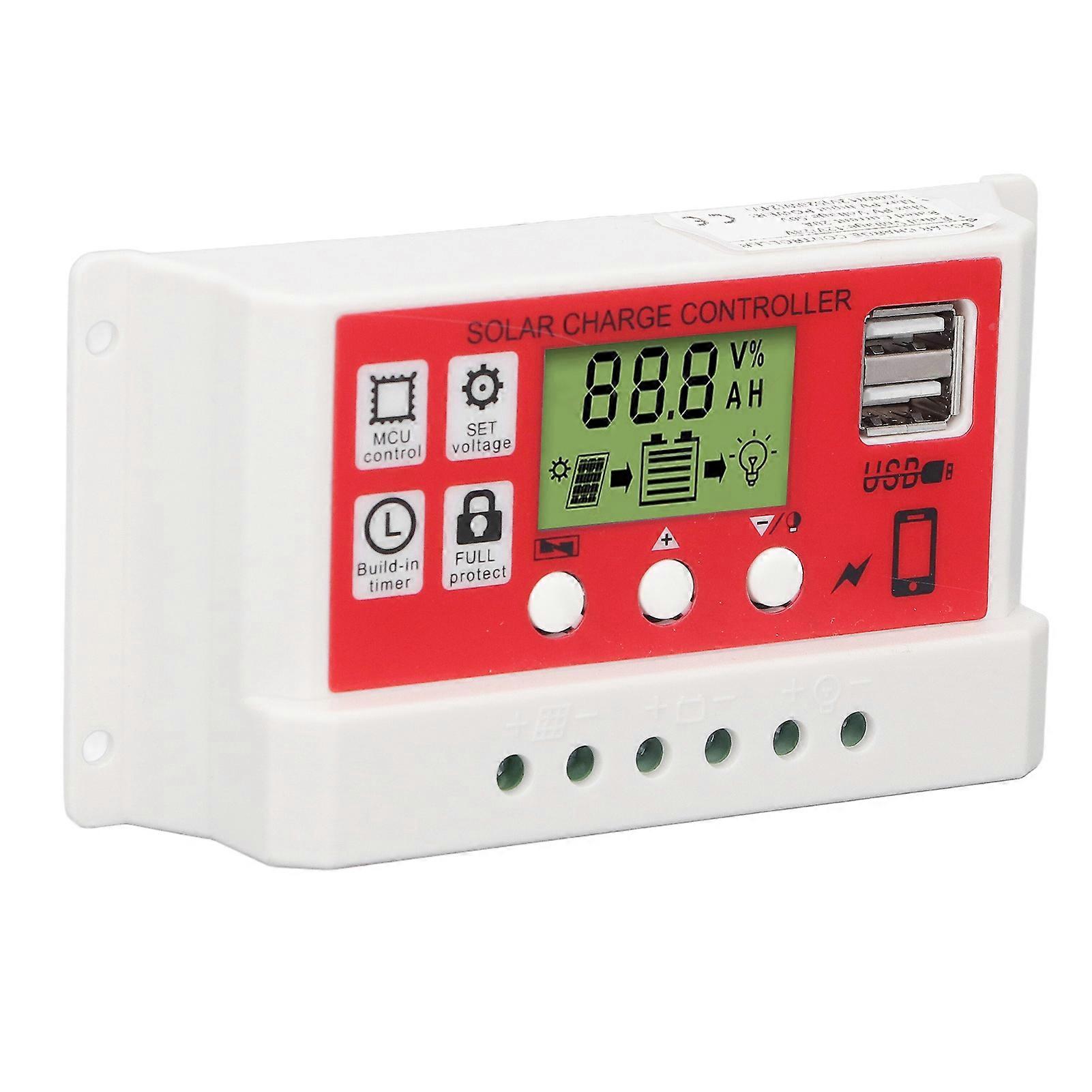 Solar Charge Controller PWM Lithium Battery Photovoltaic Charge Regulator LCD Display 12V/24V20A 