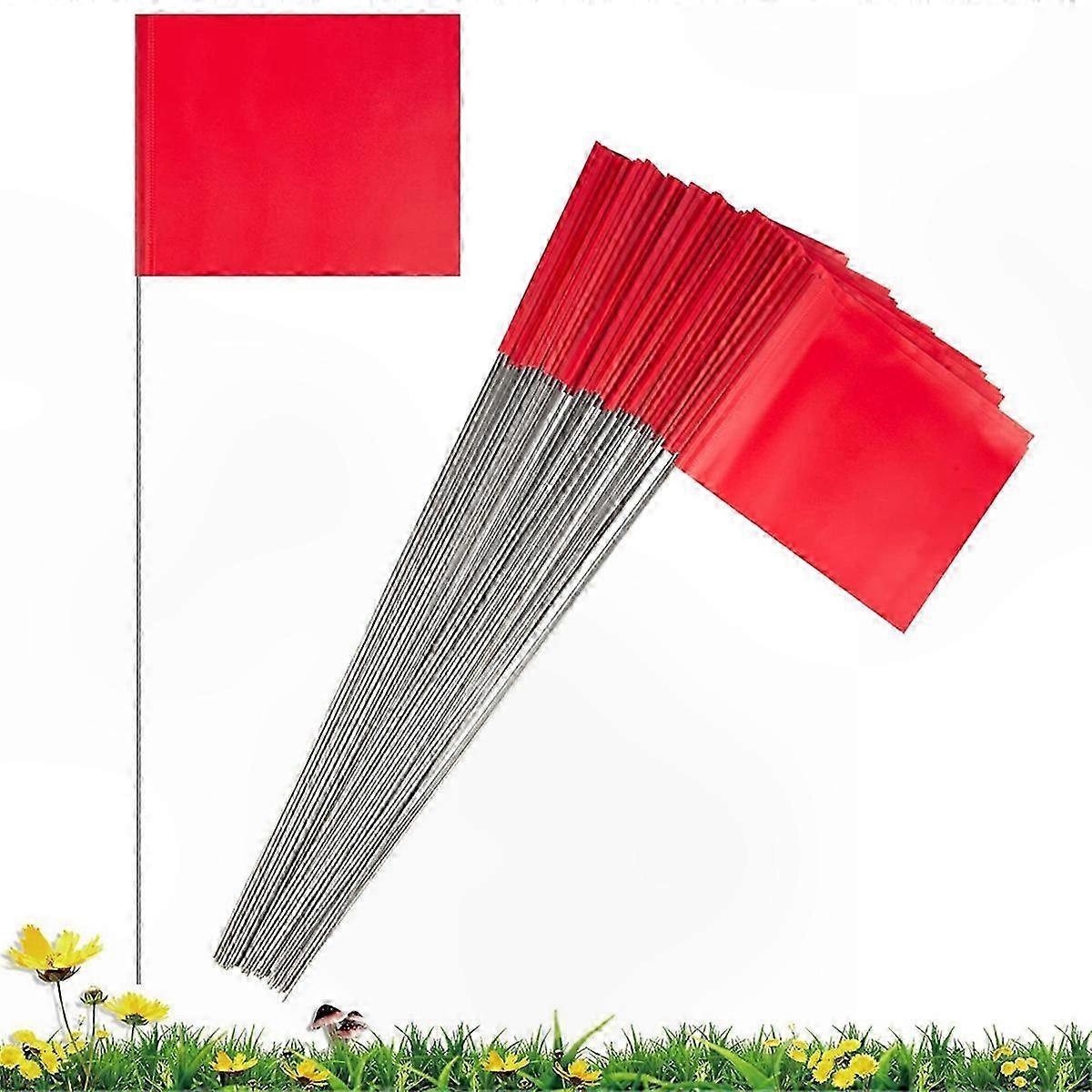50 Pack Red Marker Flags for Yard, Lawn, Irrigation, and Landscape Use, 15x4x5 Inches