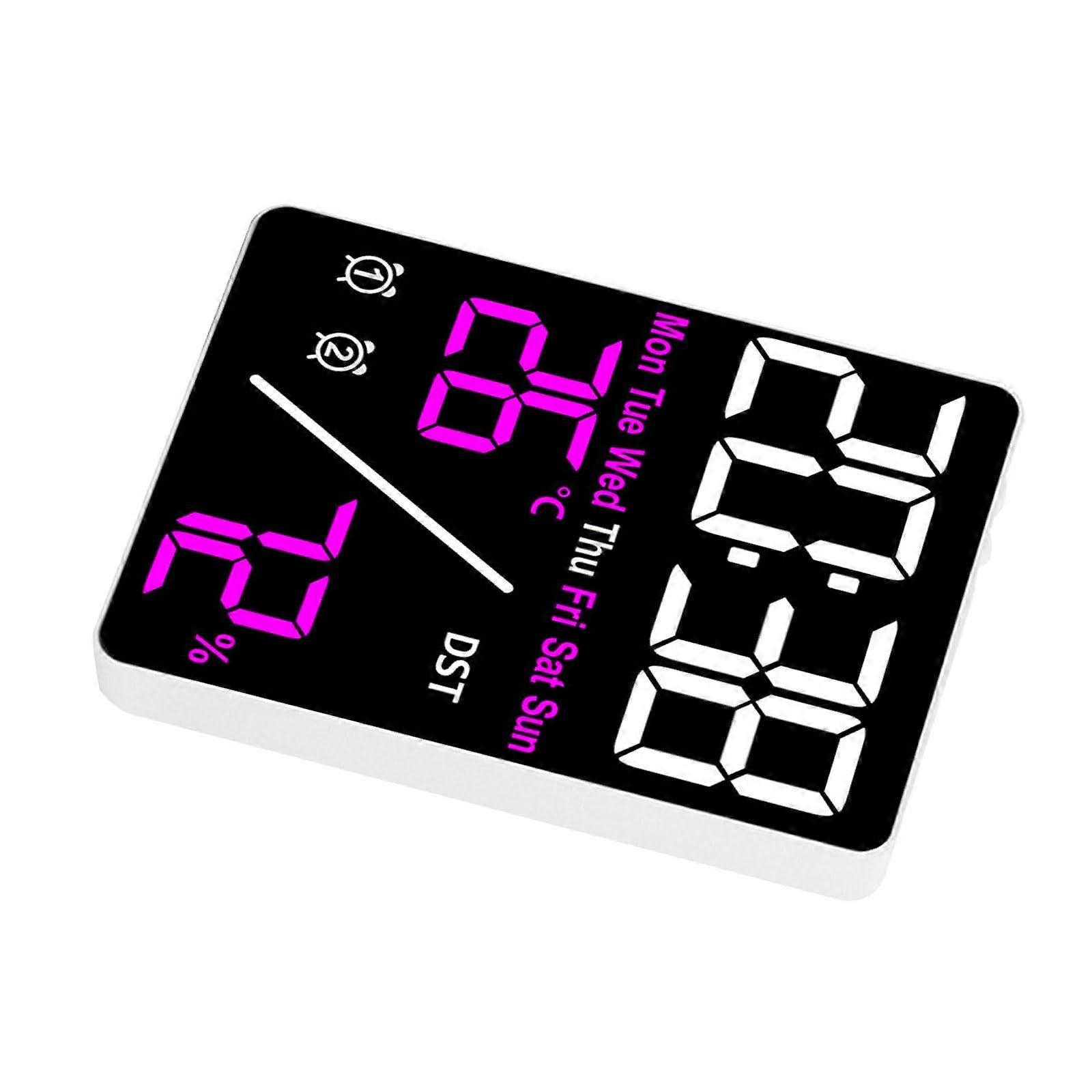Digital Hygrometer Digital Clock for Home Office Desk Alarm Clock with Colorful Display