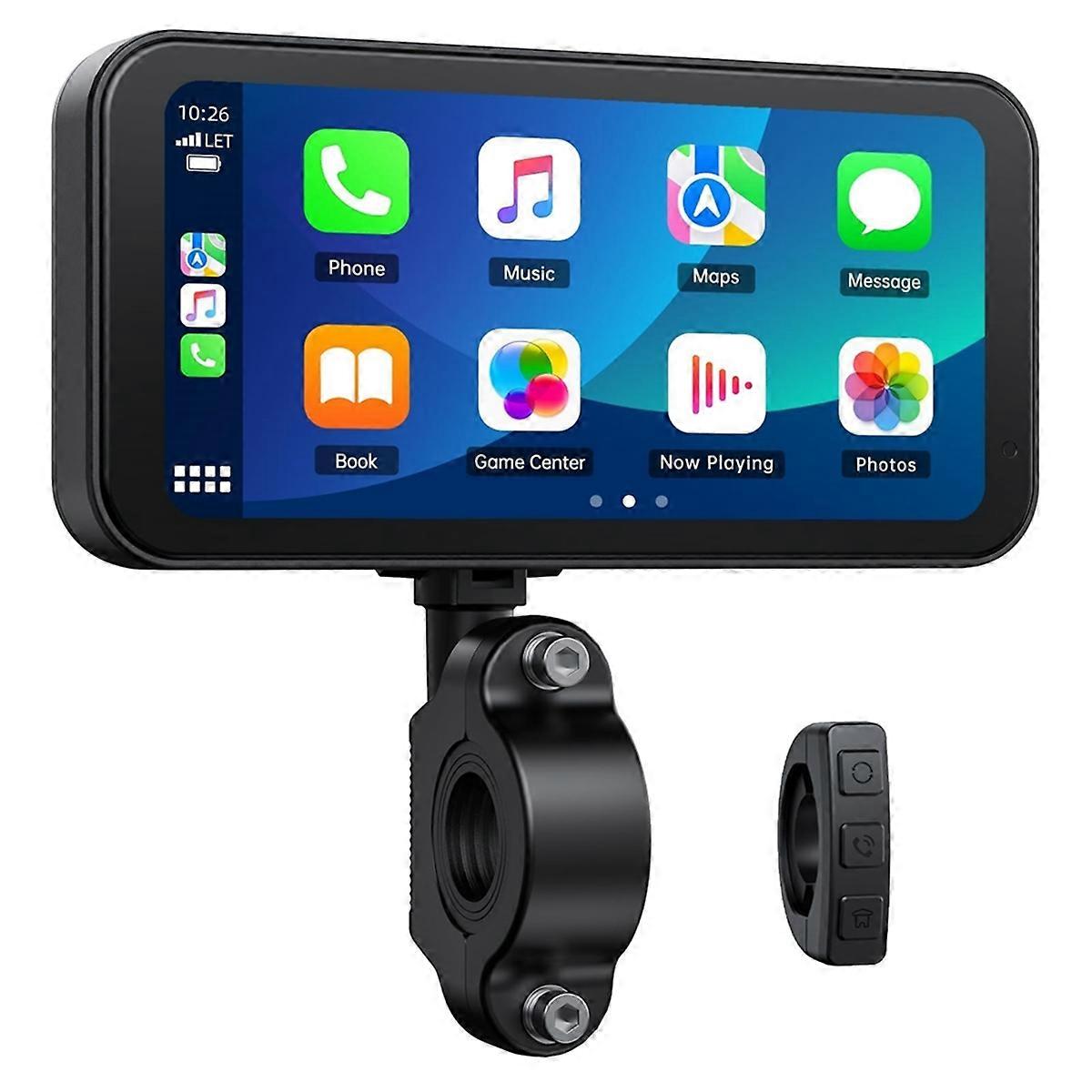Motorcycle Carplay Screen, Wireless CarPlay & Android Auto with Design Mount 6.25 Inch Touchscreen Navigation Bluetooth