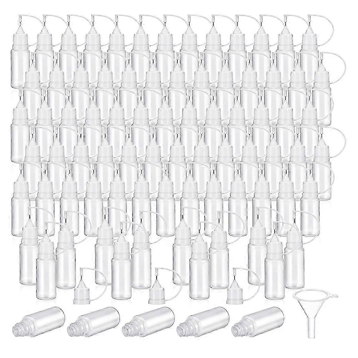 100 Pcs 0.34oz Applicator Bottle Mini Needle Tip Glue Bottle Applicator Precision Translucent Glue for Acrylic Painting