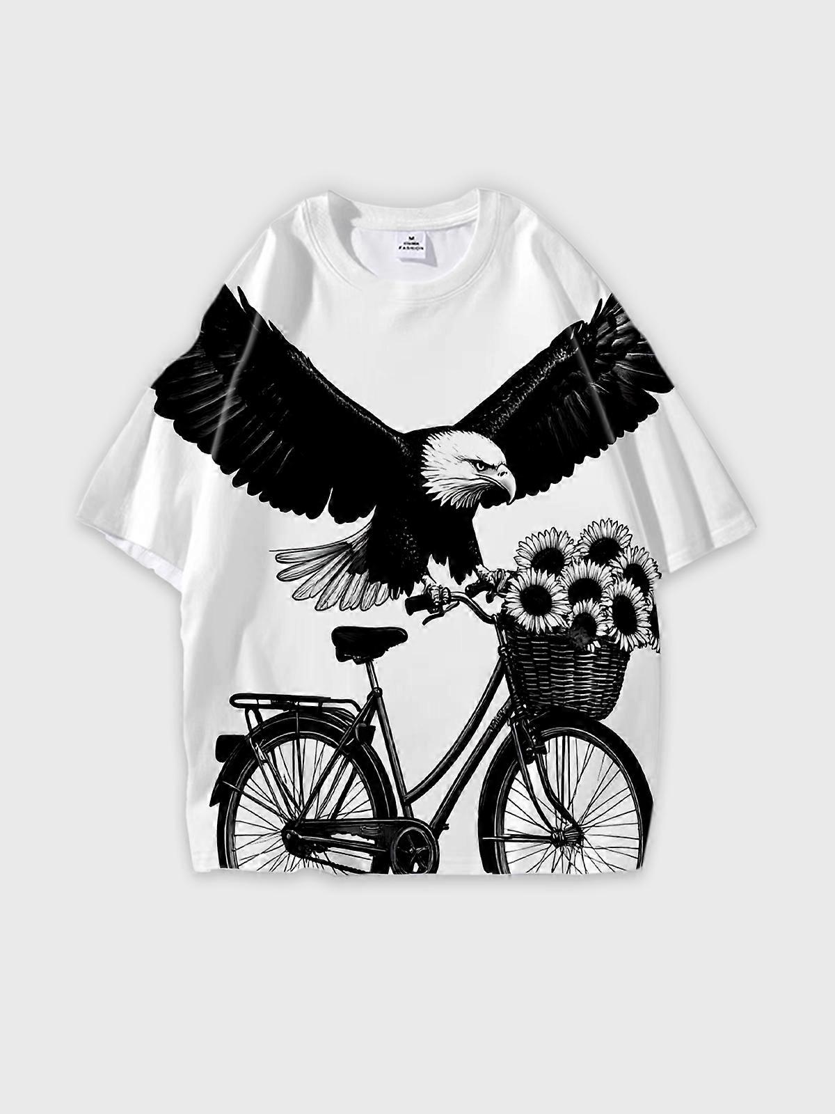 T-Shirt Short Sleeve Round Neck, Summer Casual Loose Graphic Tee, Unisex Pattern W2348