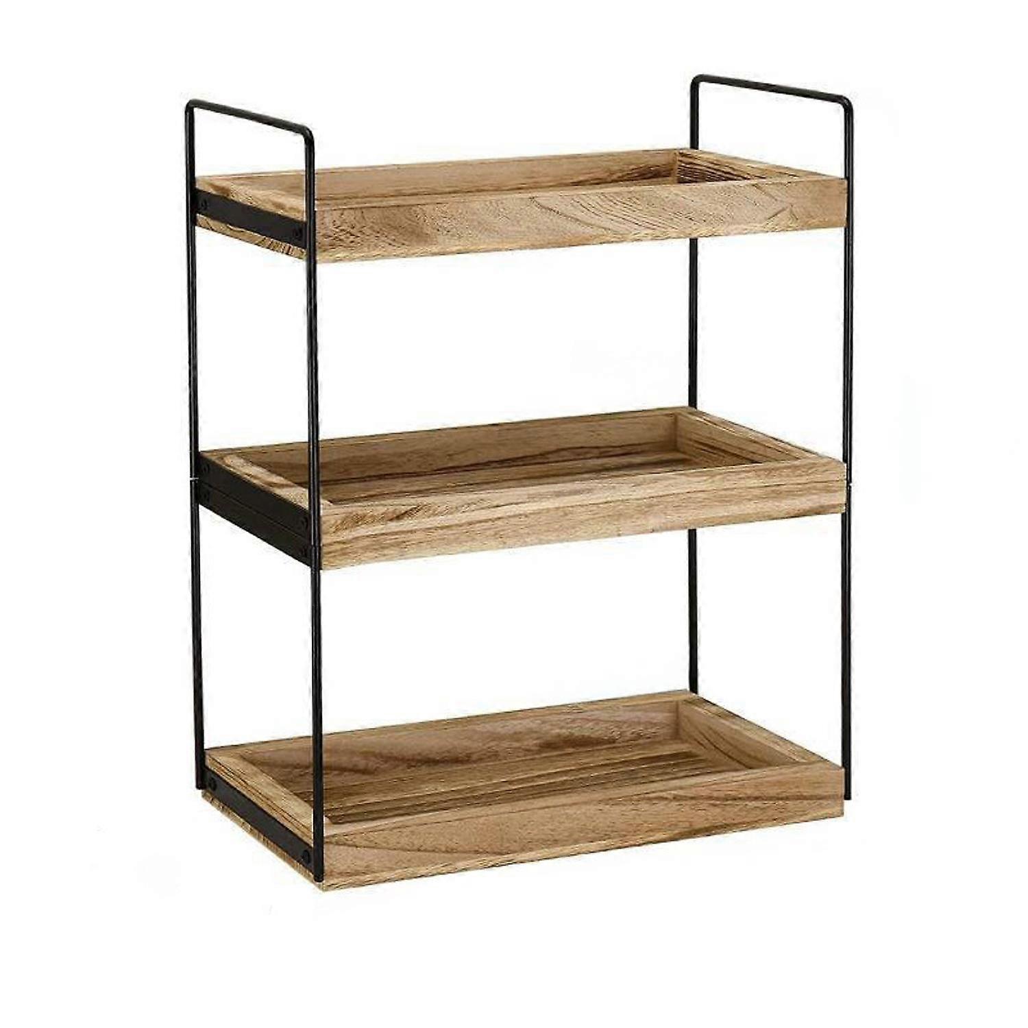 3-Tier Rustic Brown Countertop Organizer, Multi-Purpose Shelf for Bedroom