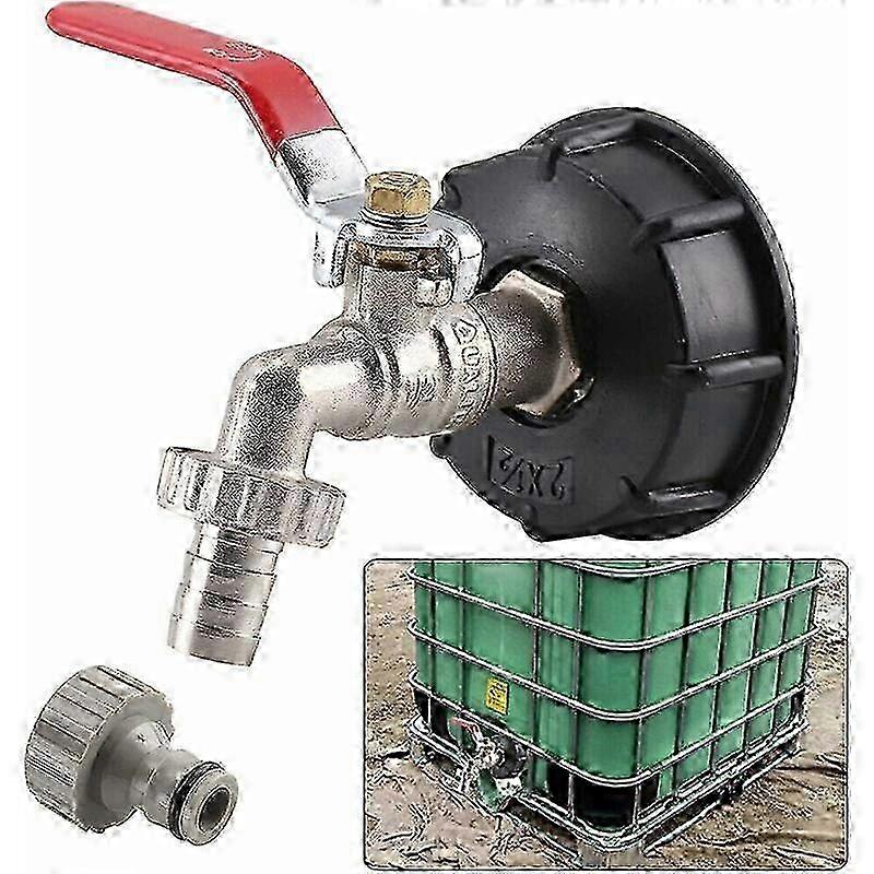 IBC Drain Tank Adapter for Brass Garden Tap with Hose Connection, 1000 Liter Tank Connection 12.7mm