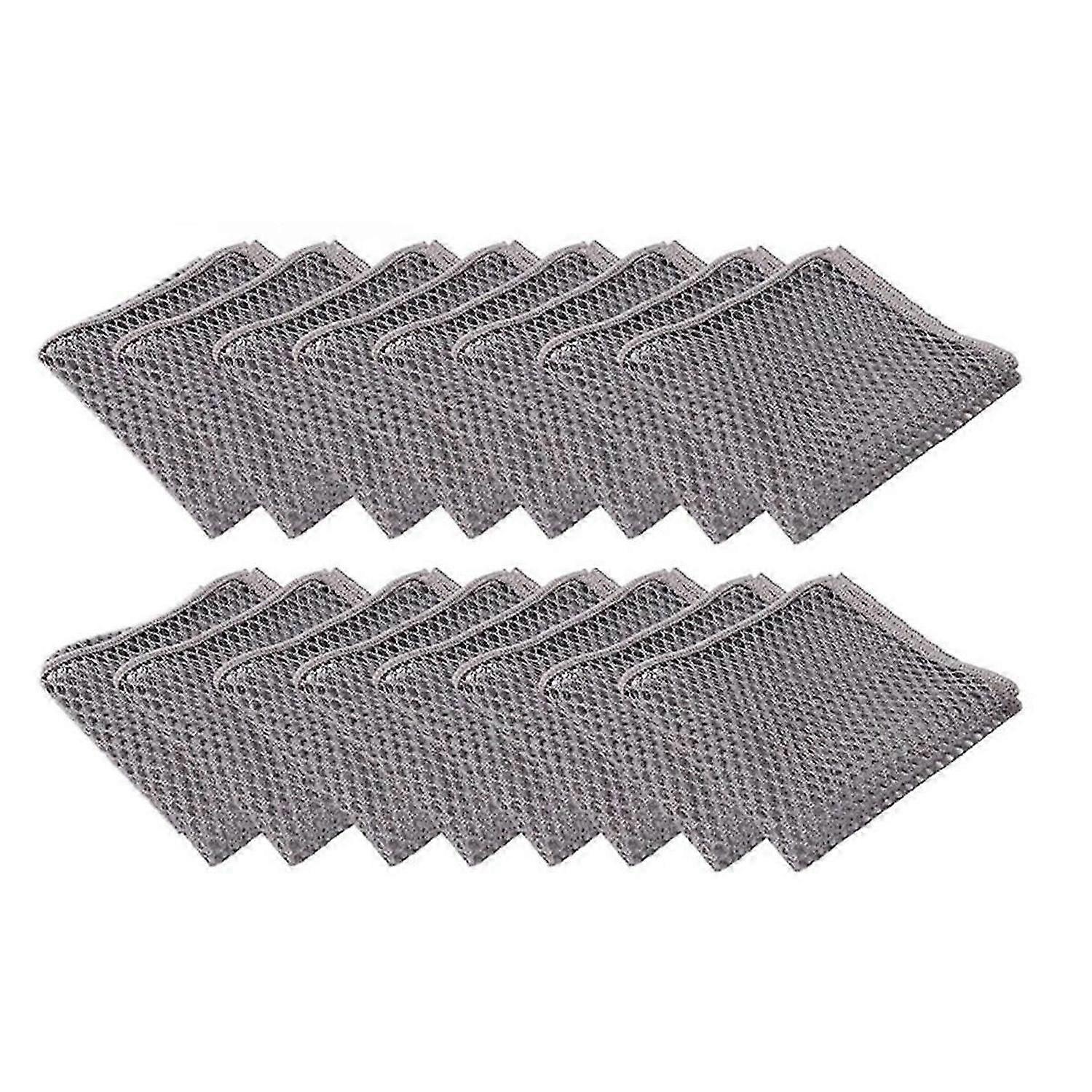 16PCS 3D Mesh Cleaning Cloth Multipurpose Mesh Dishwashing Rags for Wet and Dry Dish Washing Net Cloths with Mesh,Gray