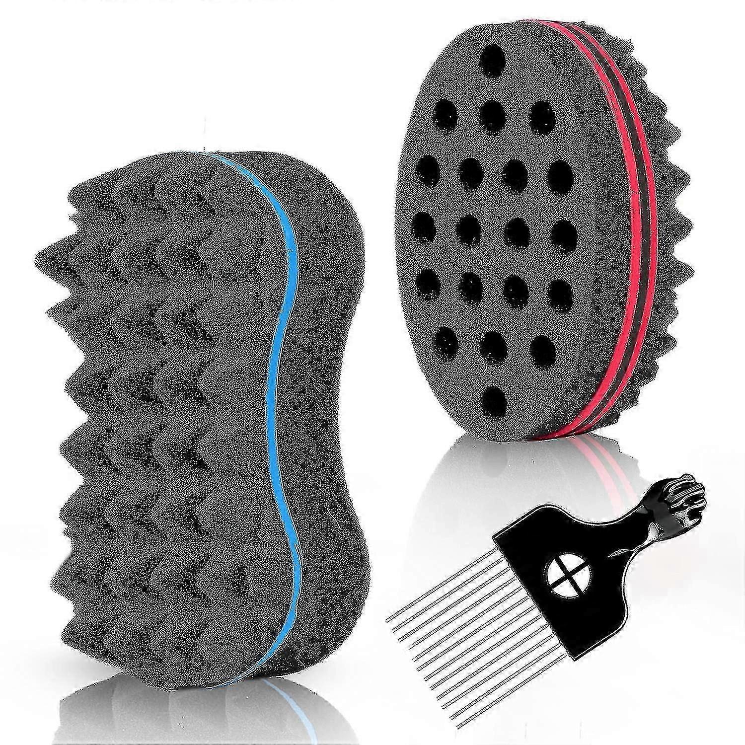 3pcs Hair Sponge Set, Curl Brush Sponge For Hair Men Women, Twist Sponge For Afro Curls