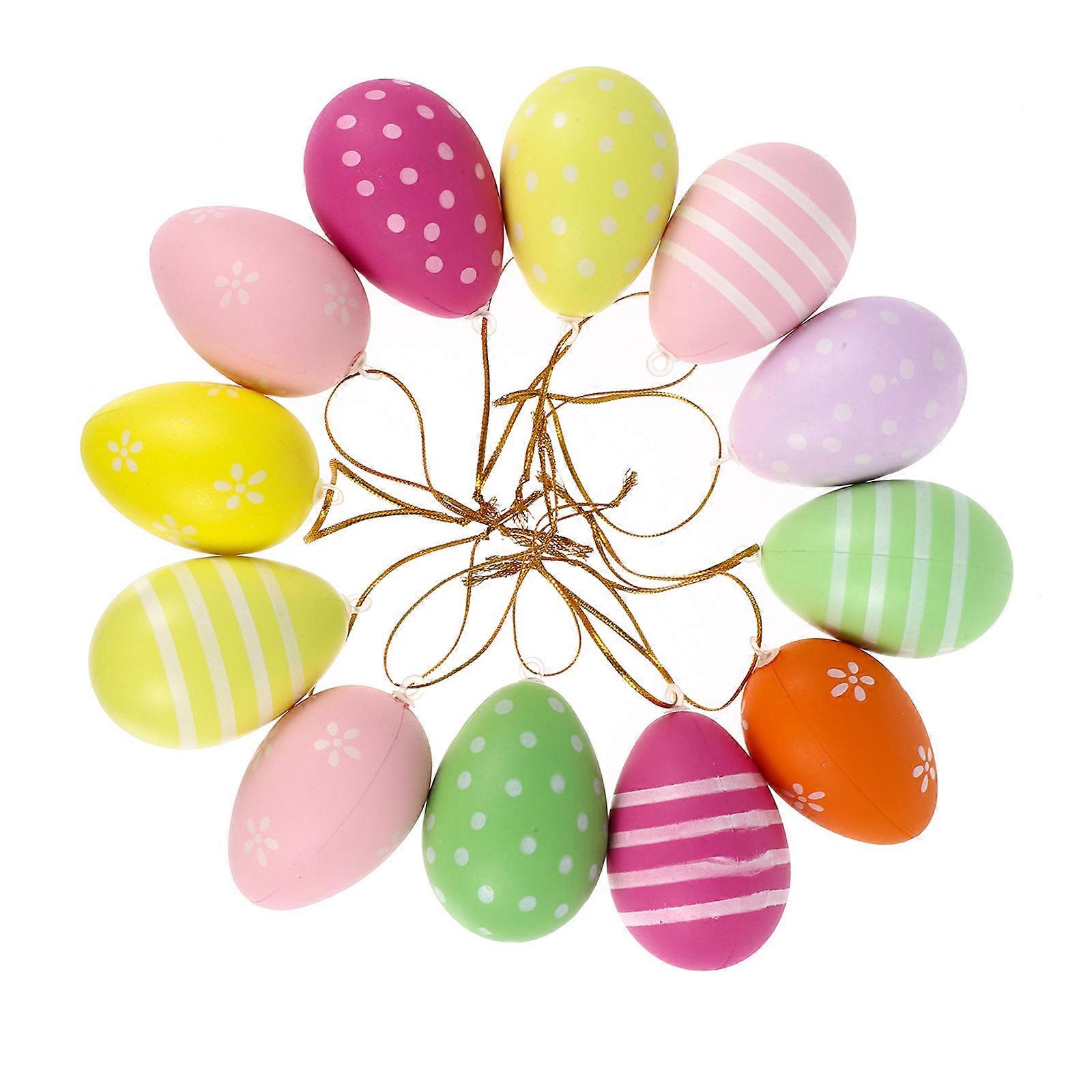 Easter Hanging Pendant Egg Shape Decor for Party 12Pcs Plastic Assorted