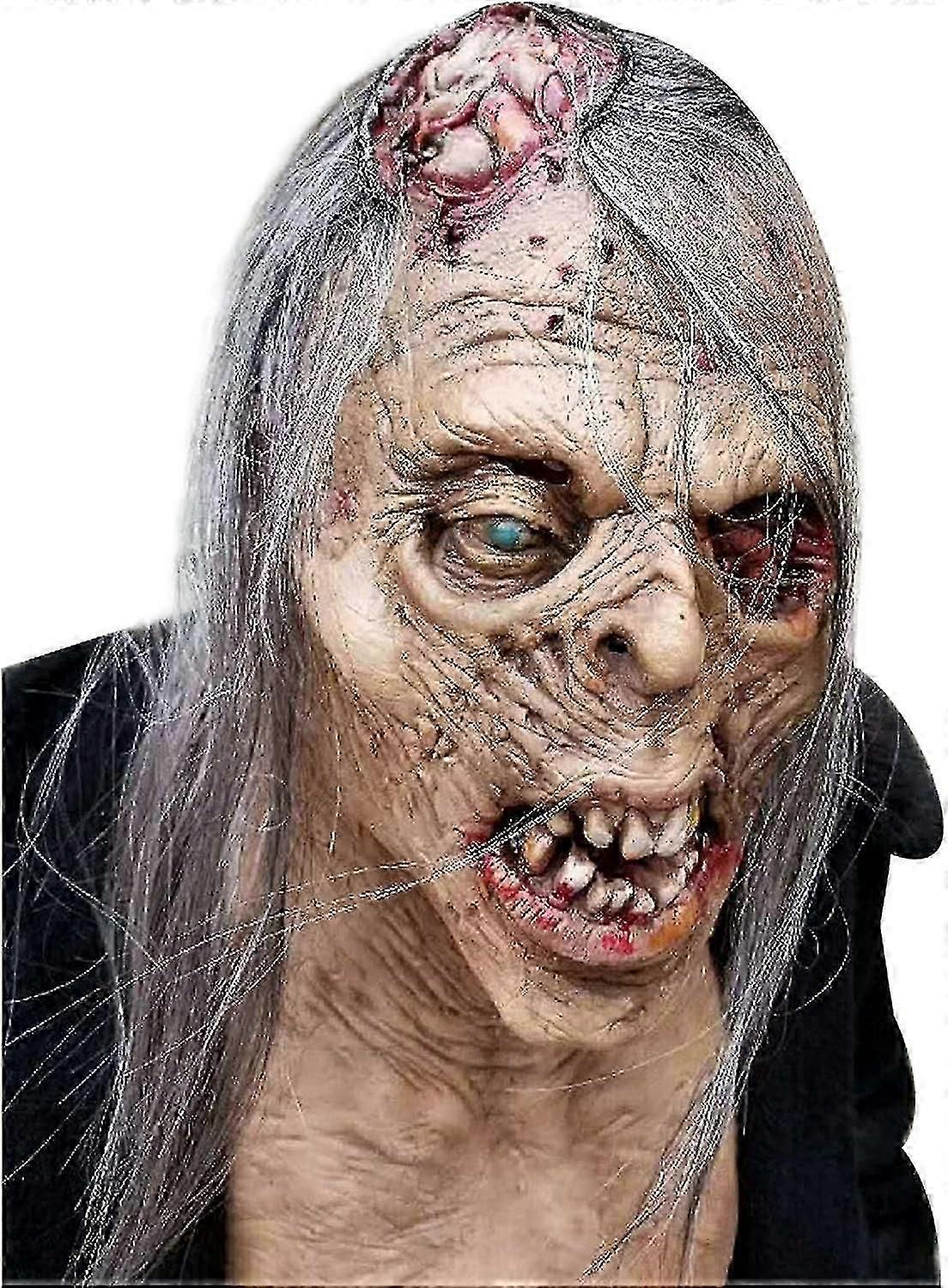 Sinsen Halloween Scary Zombie Mask Realistic Old Man Mask Horror Walking Dead Helmet Full Head Creepy Devil Costume Props Cosplay Party For Masquerade