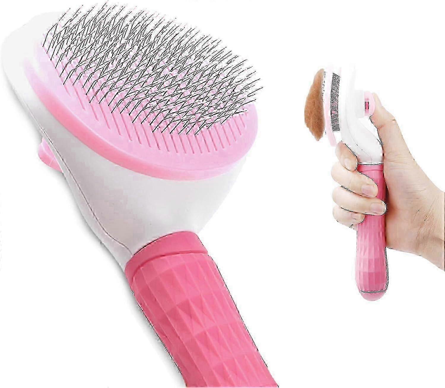 Cat Brush, Dog Brush, Self-cleaning Pet Grooming Brush, Effectively Removes Dead Hair And Lint From Long And Short-haired Pets (pink)