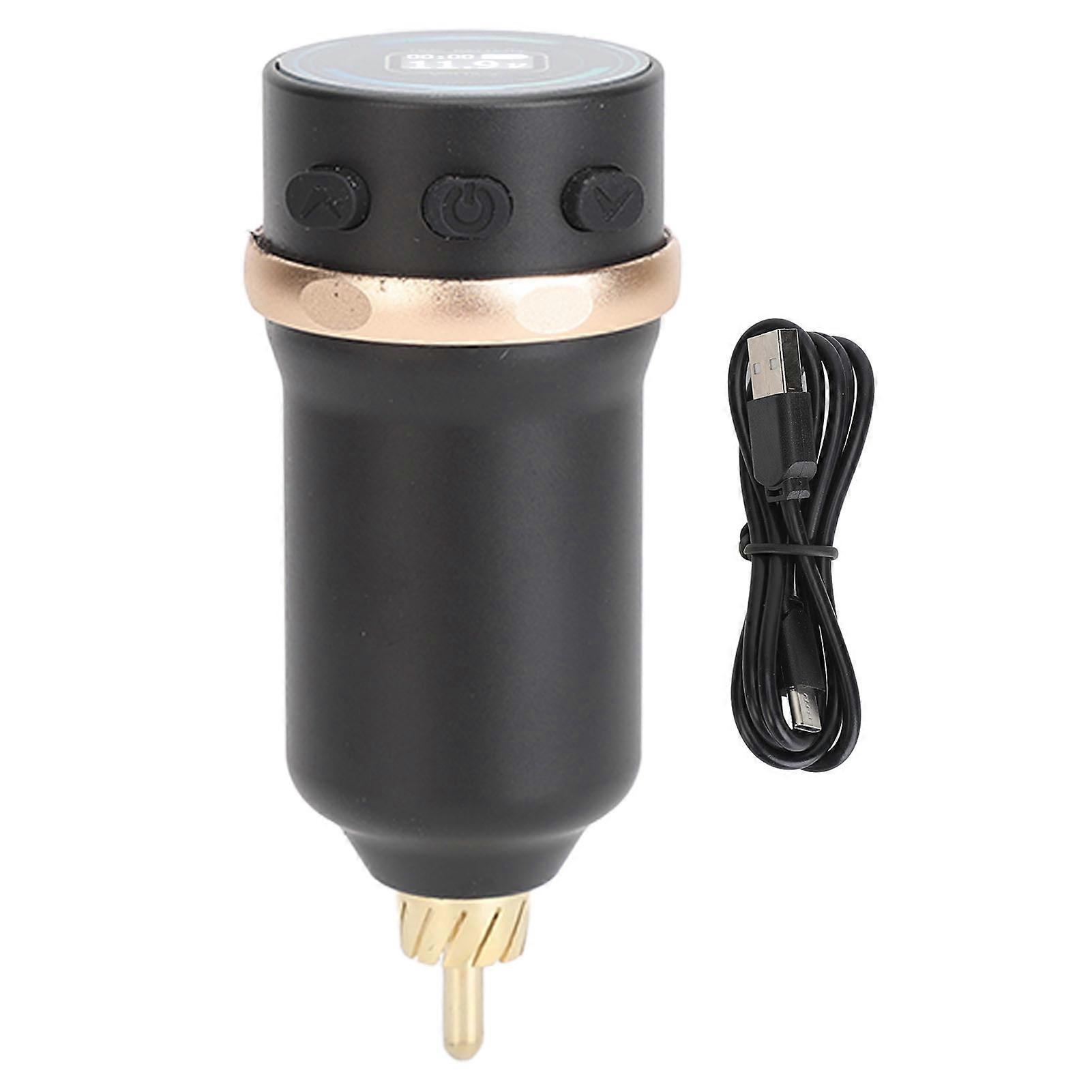 Alimentation sans fil 1600 mAh pour machine à tatouer, rechargeable, interface RCA réglable 4-12 V, batterie noire