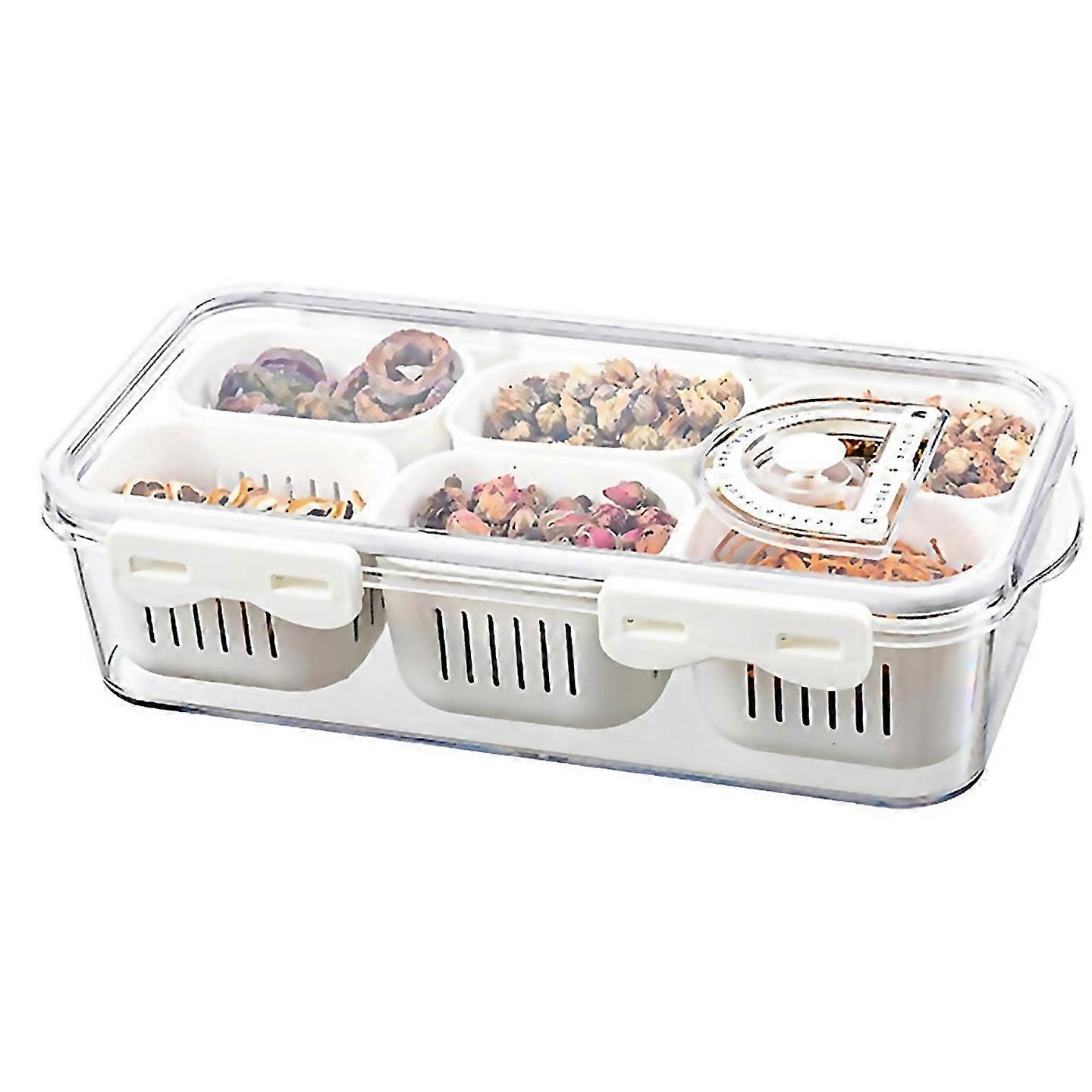 For Divided Serving Tray With Lid 6 Compartment Veggies