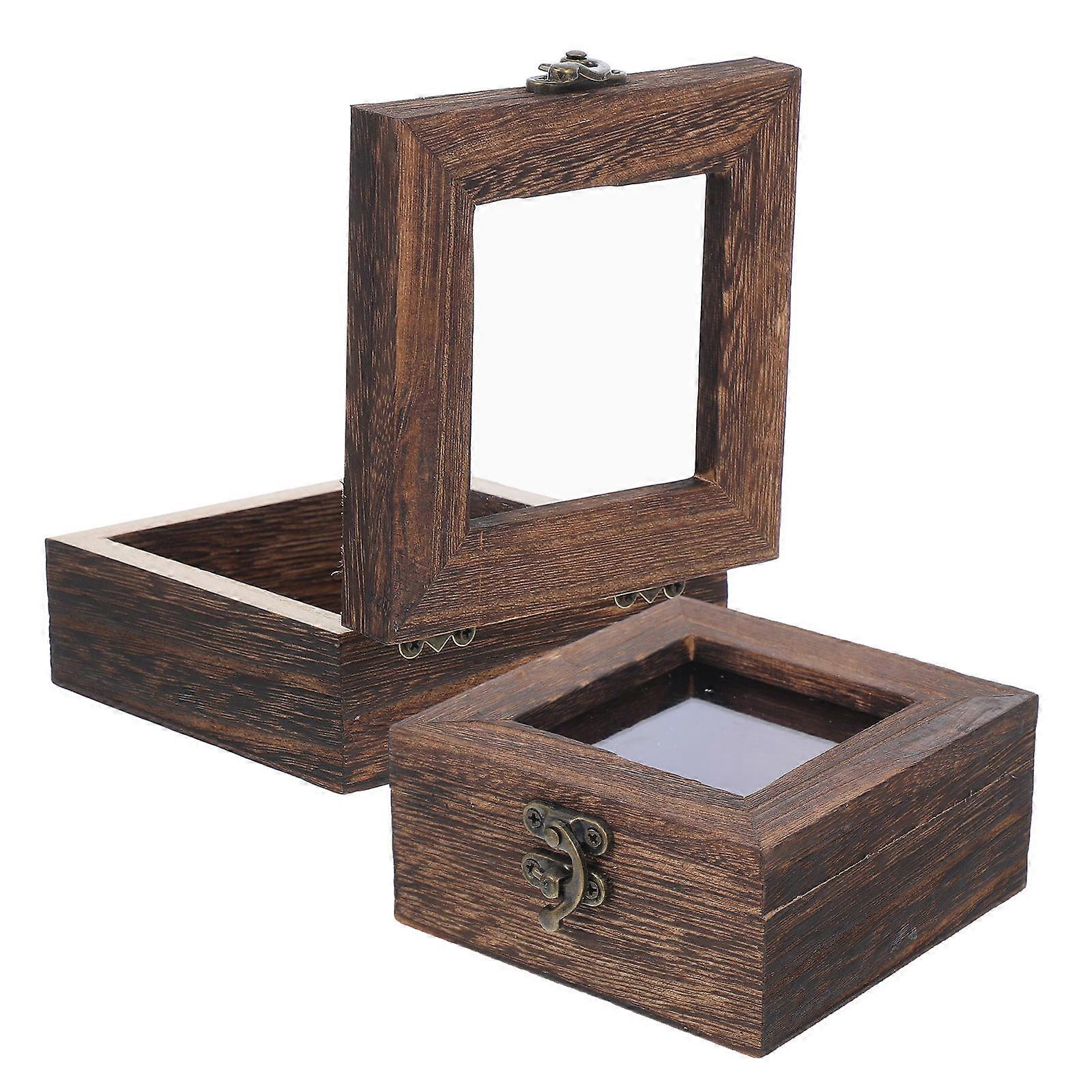 Brown Butterfly Display Case Specimen Shadow Box for Display 4Pcs Wood