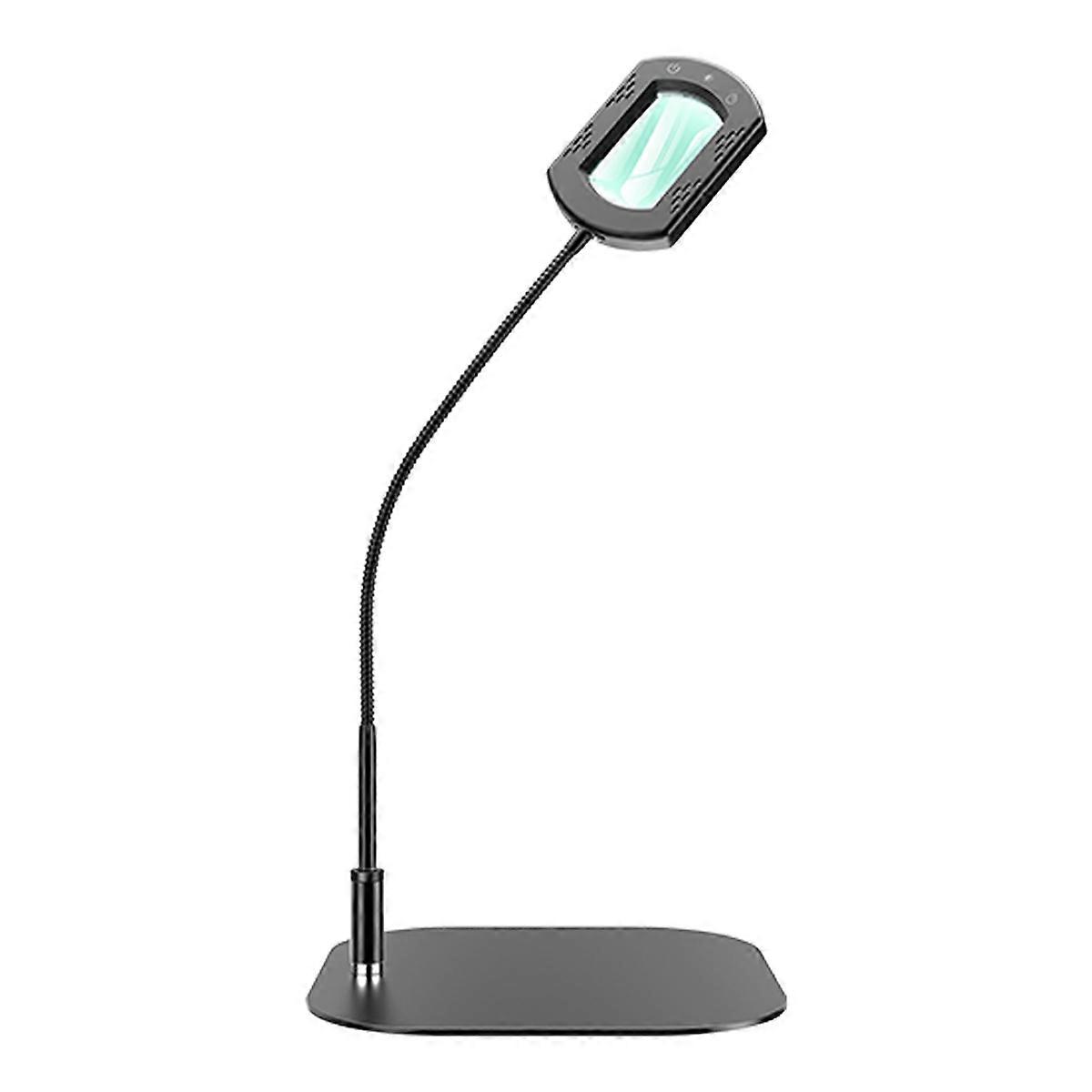 10X Rectangle Magnifying Glass with Light and Stand, Flexible Gooseneck LED Lighted Desk Lamp, 5 Col