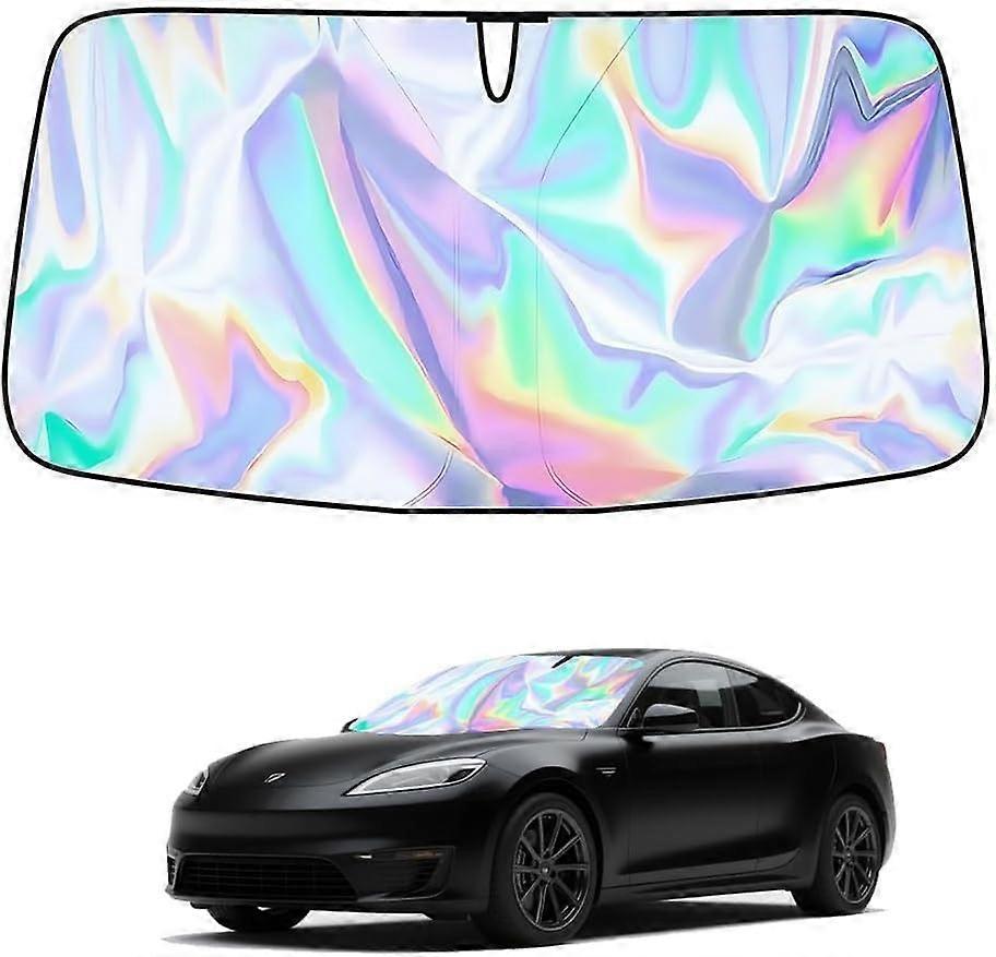 Sunshade Car Front Windshield 140x70 CM Titanium Silver Iridescent Foldable Sun Shade UV Block Fits Passenger Cars