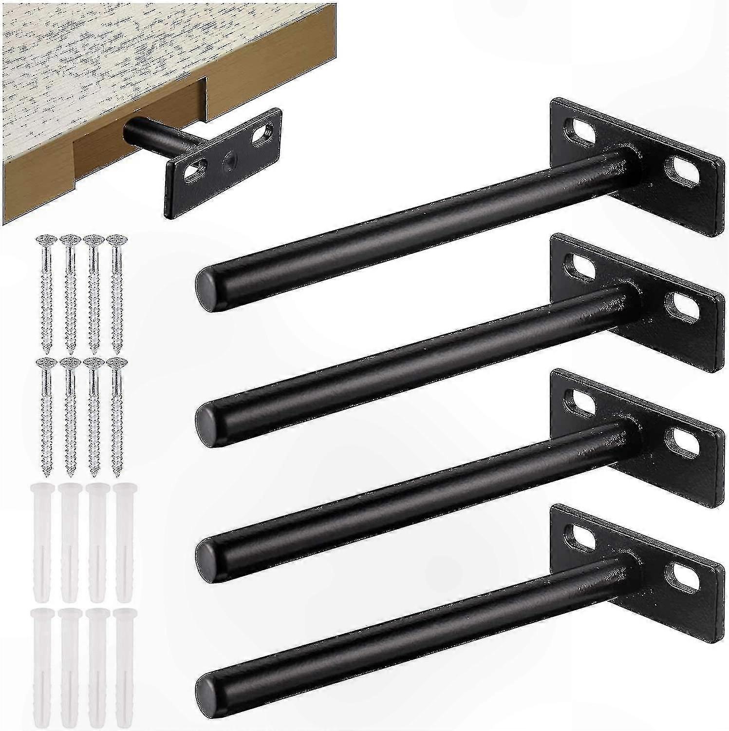 Heavy Duty Metal Shelf Brackets for 10mm Wood - 4/6 Pack Invisible Supports Hidden Mounting Solution