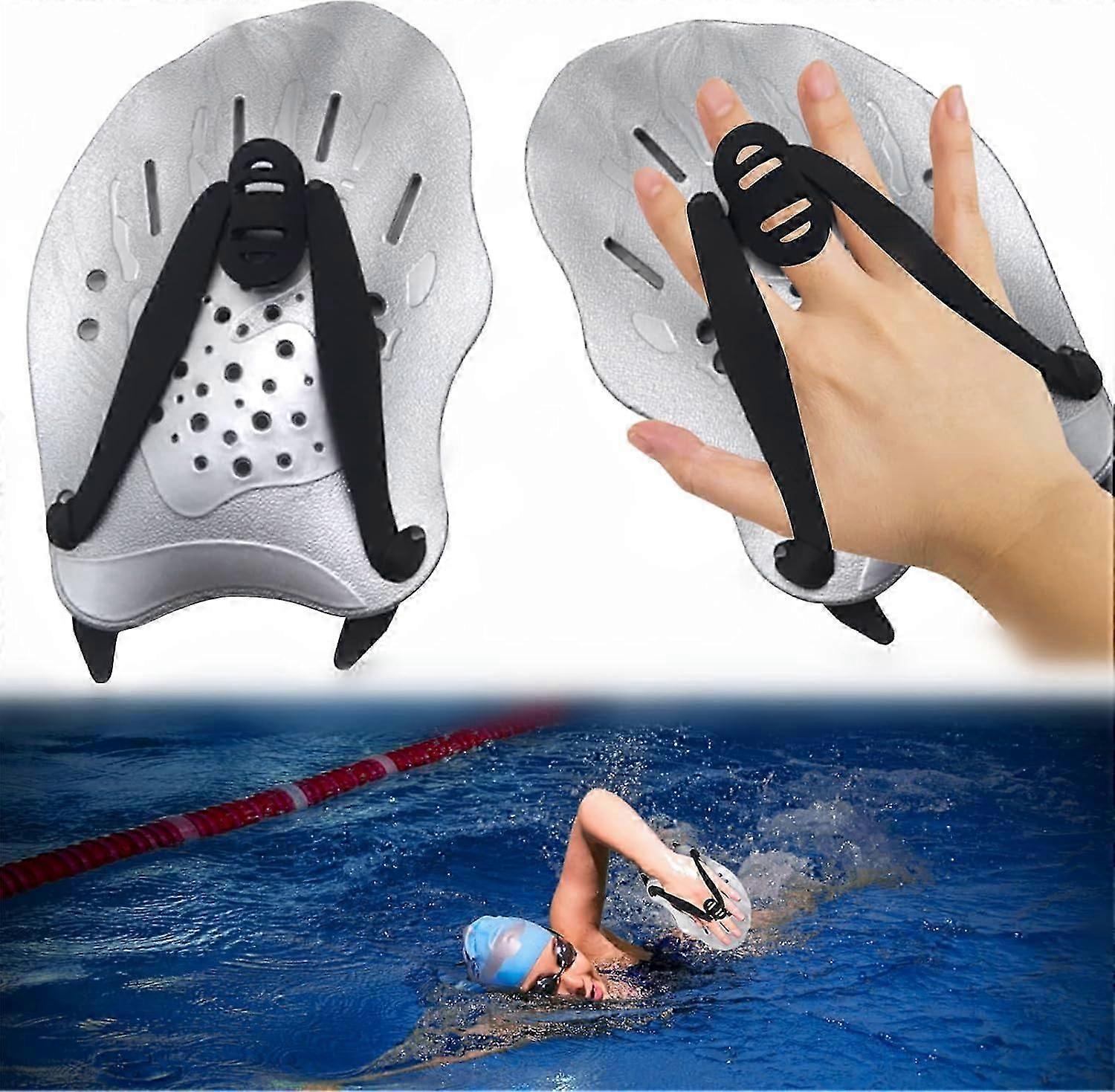 Yüzme için 1 Çift El Kürekleri Ayarlanabilir Askılı Yüzme Kürekleri Güç Gücü Eğitimi Yardımı Havuz Egzersiz Ekipmanları Aksesuarları Yetişkinler Çocuklar için