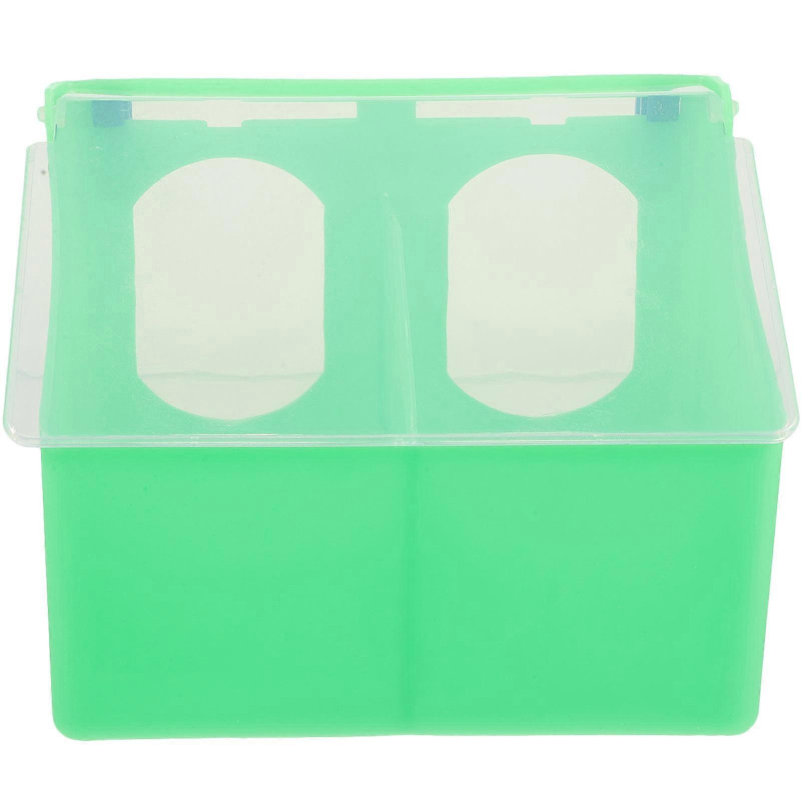 Pigeon Feeder 5Pcs Multi-Grid Food Storage Box Light Green Rectangular Hanging Design Bite Resistant For Small Pets