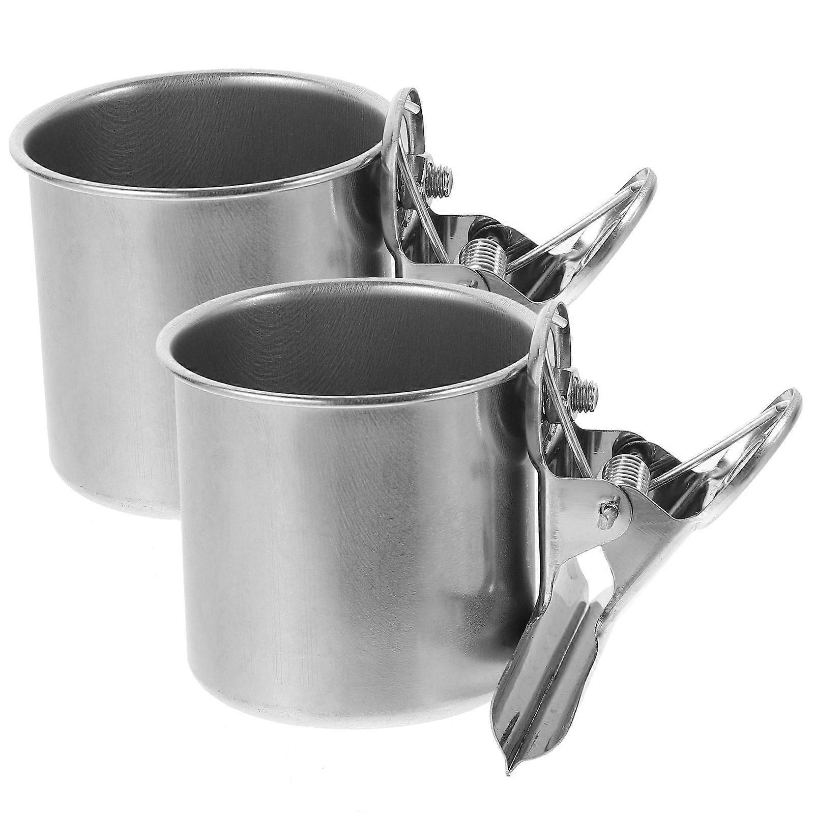 Stainless Steel Bird Food Trough 4 Pcs Parrot Feeder Container Round Shape Ideal For Pet Care 6.5X5.5CM