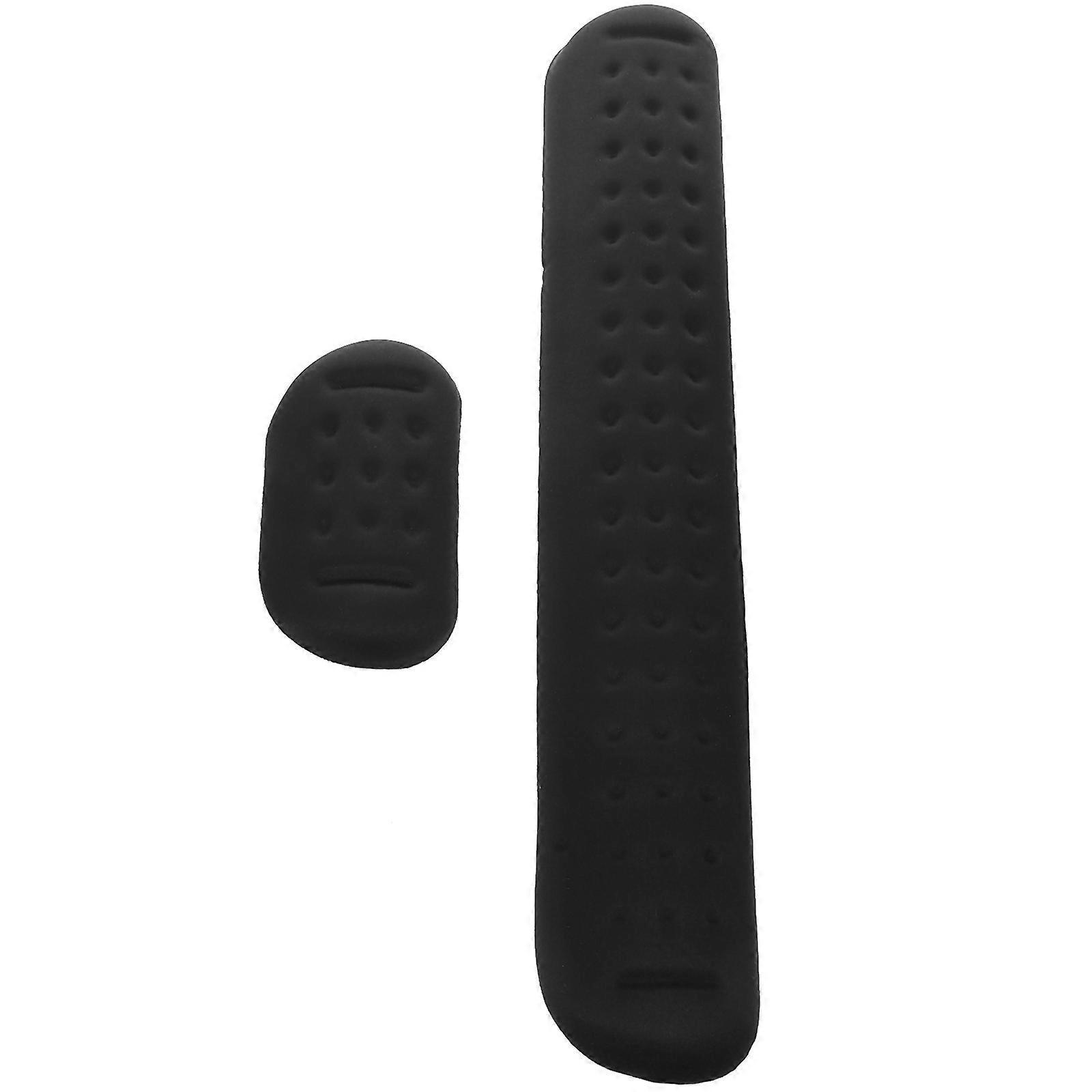 Ergonomic Design Wrist Support Mouse Mat and Keyboard Wrist Rest for Home Use 8.5x43cm Black Memory Foam 2Pcs