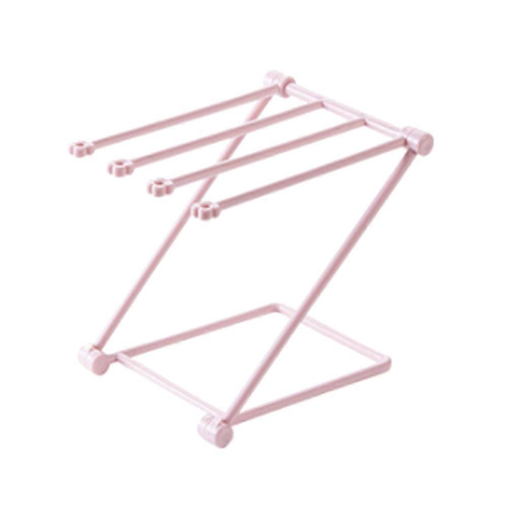 2Pcs Foldable Towel Rack for Hanging Use Vertical Towel Holder Pink