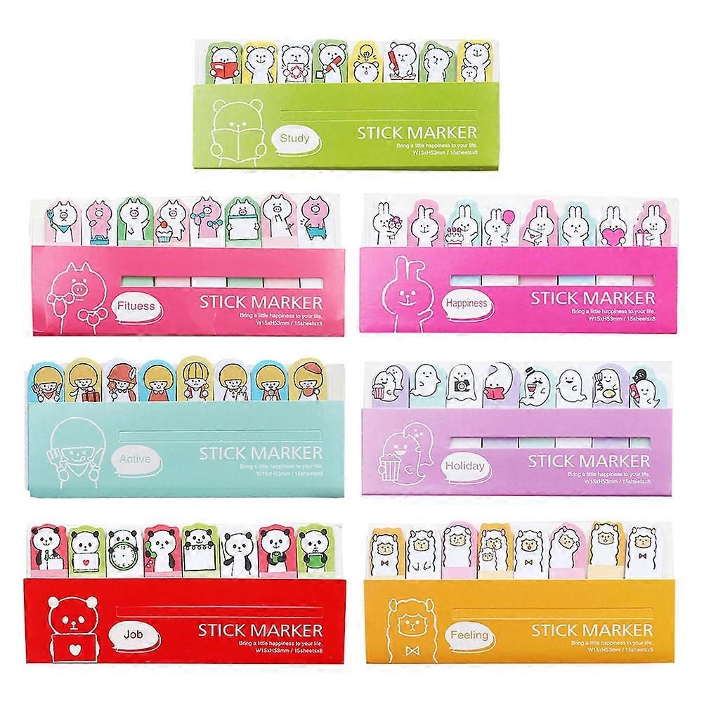 Cute Notepads Sticky Notebooks Office Use Note-taking Assorted Color 7Pcs