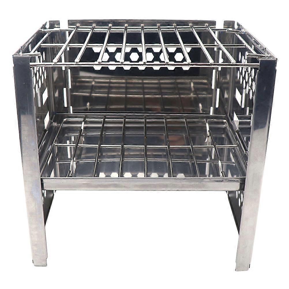 Compact Practical Design Camping Picnic Stove Rectangular Shape Silver Color 19x18.5cm 1Set