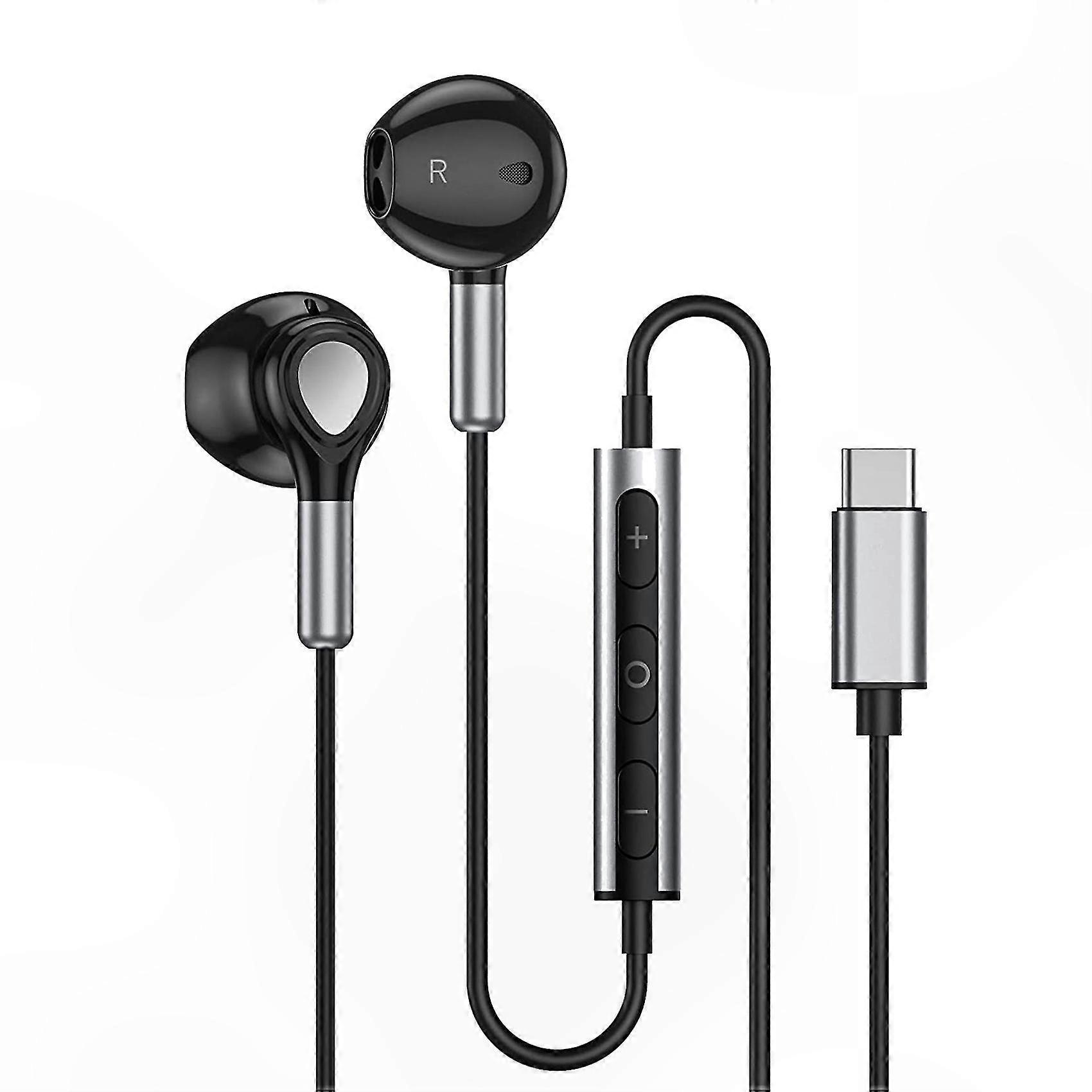 Type C In-Ear Headphones with Microphone and Volume Control for USB C Devices