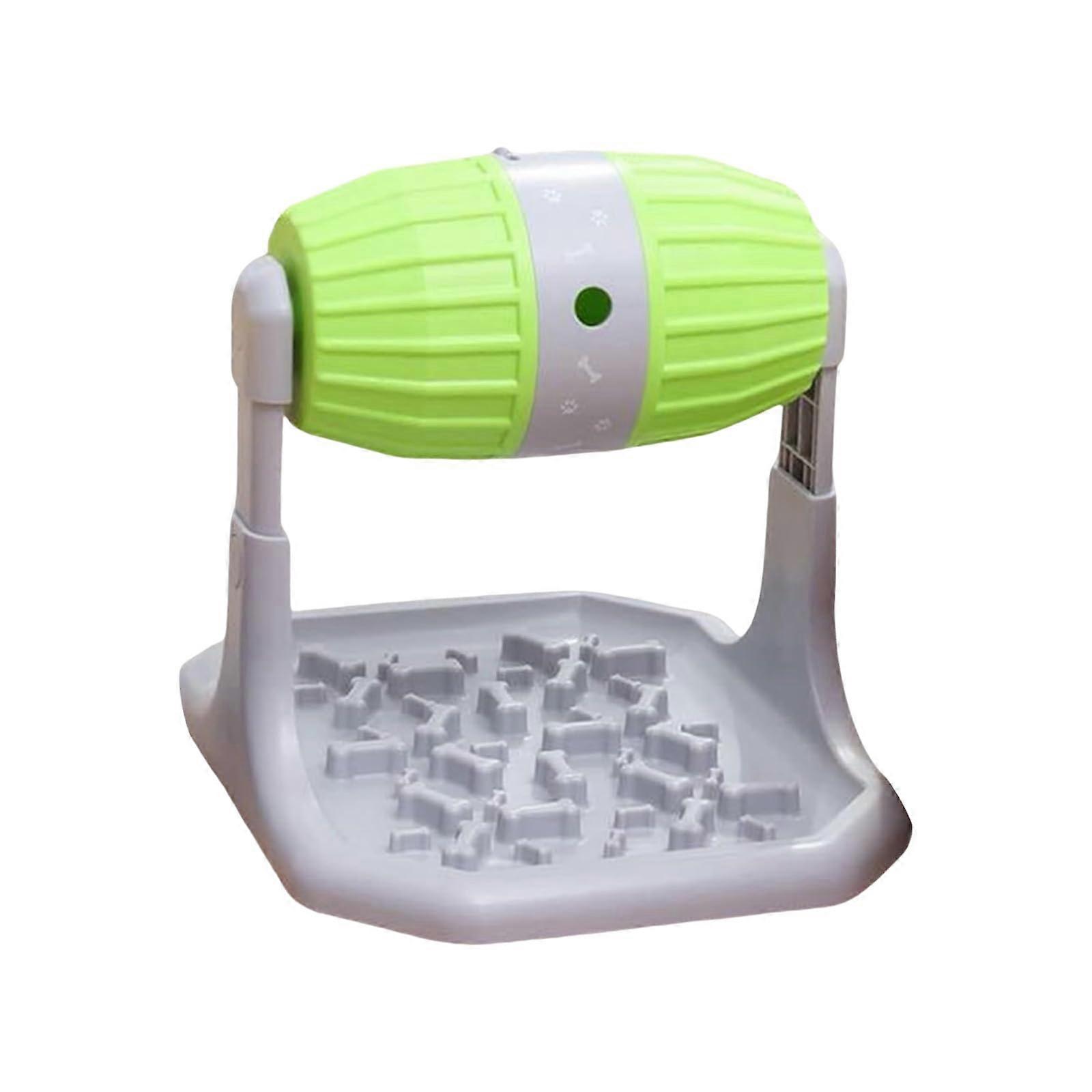 Adjustable Port Dog Puzzle Feeder Rolling Treat Dispenser with Slip Resistant Base for Mental Stimulation - Green