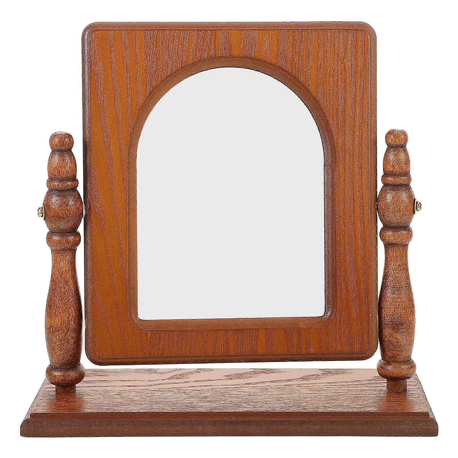 Desktop Mirror With Stand For Home Decoration 3Pcs Rectangular Shape Natural Wood Material