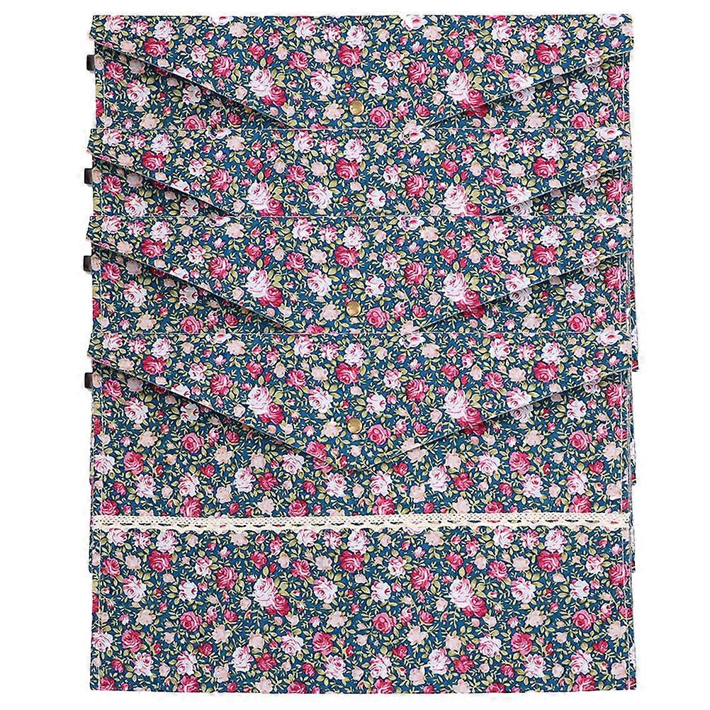 Document File Folder 4Pcs A4 Size Classic Shape Dark Blue Plush Floral Organizer For Professionals Friends Family Members