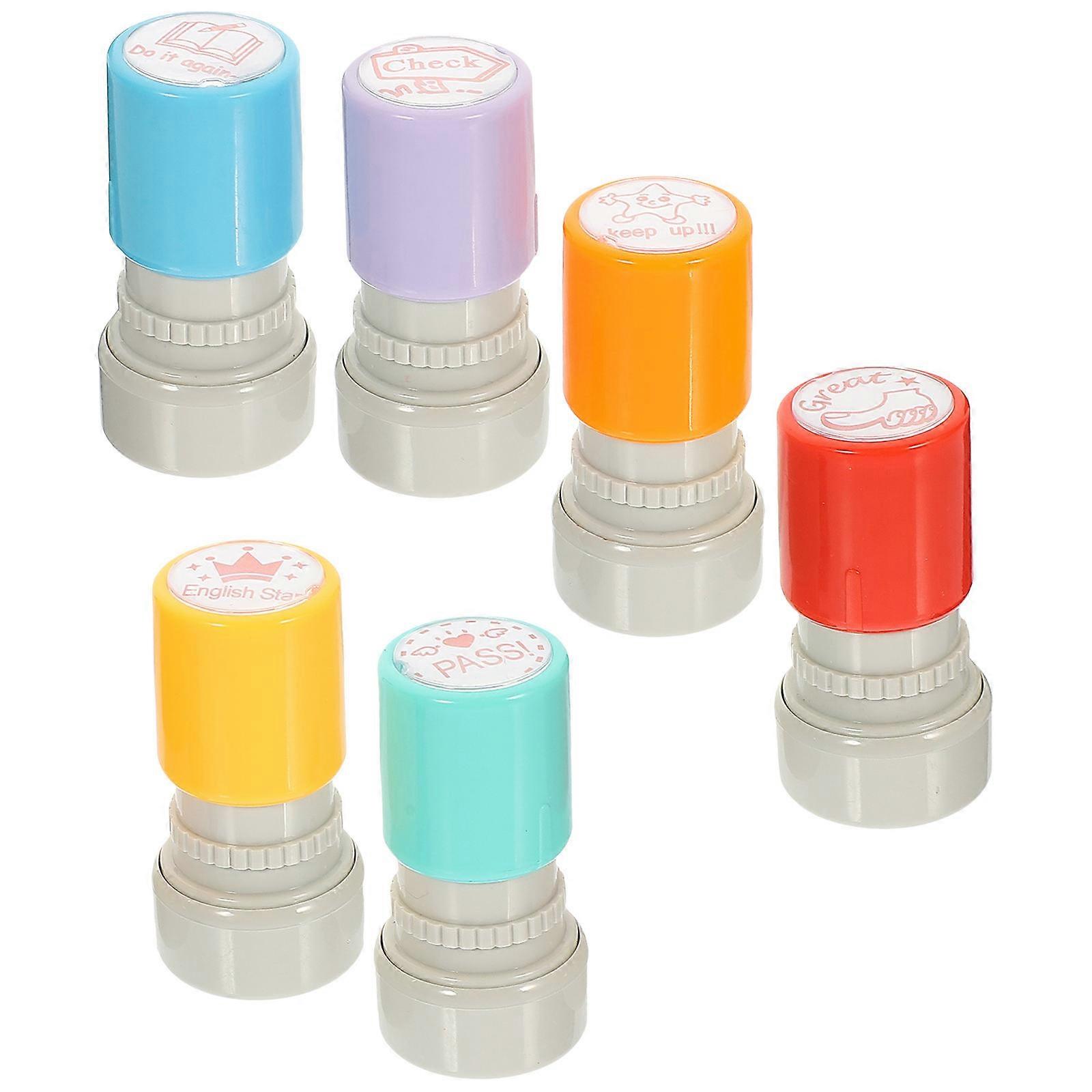 12 Pcs English Comments Stamps Assorted Color Rewarding Classroom Use For Teachers