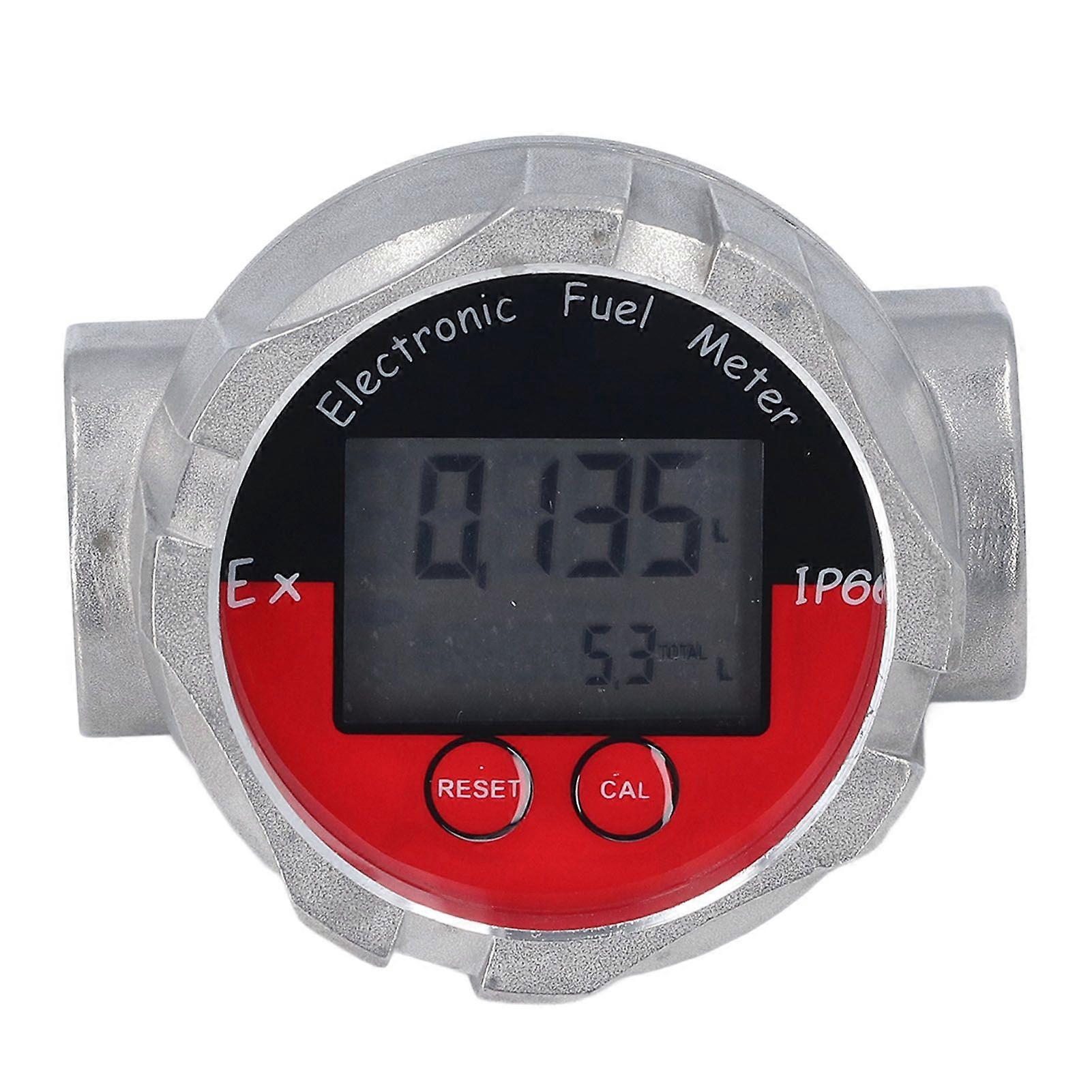 1 Inch Flow Meter LCD Display Digital Turbine Flow Gauge High Accuracy Flowmeter for Diesel Gasoline Water Maximum 20MPa