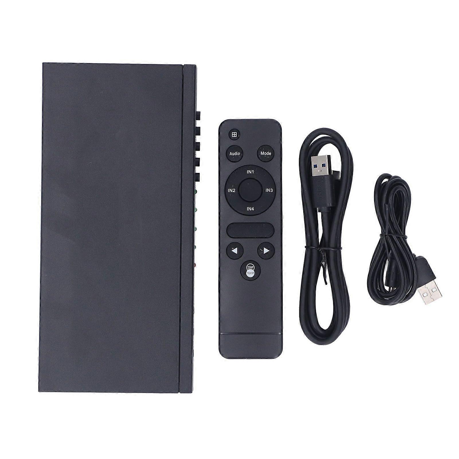 4x1 HD Multimedia Interface Multiviewer Switch Professional 4K Support 1080P 60fps USB3.0 Video Capture Card for Security Camera PC Gaming Consoles