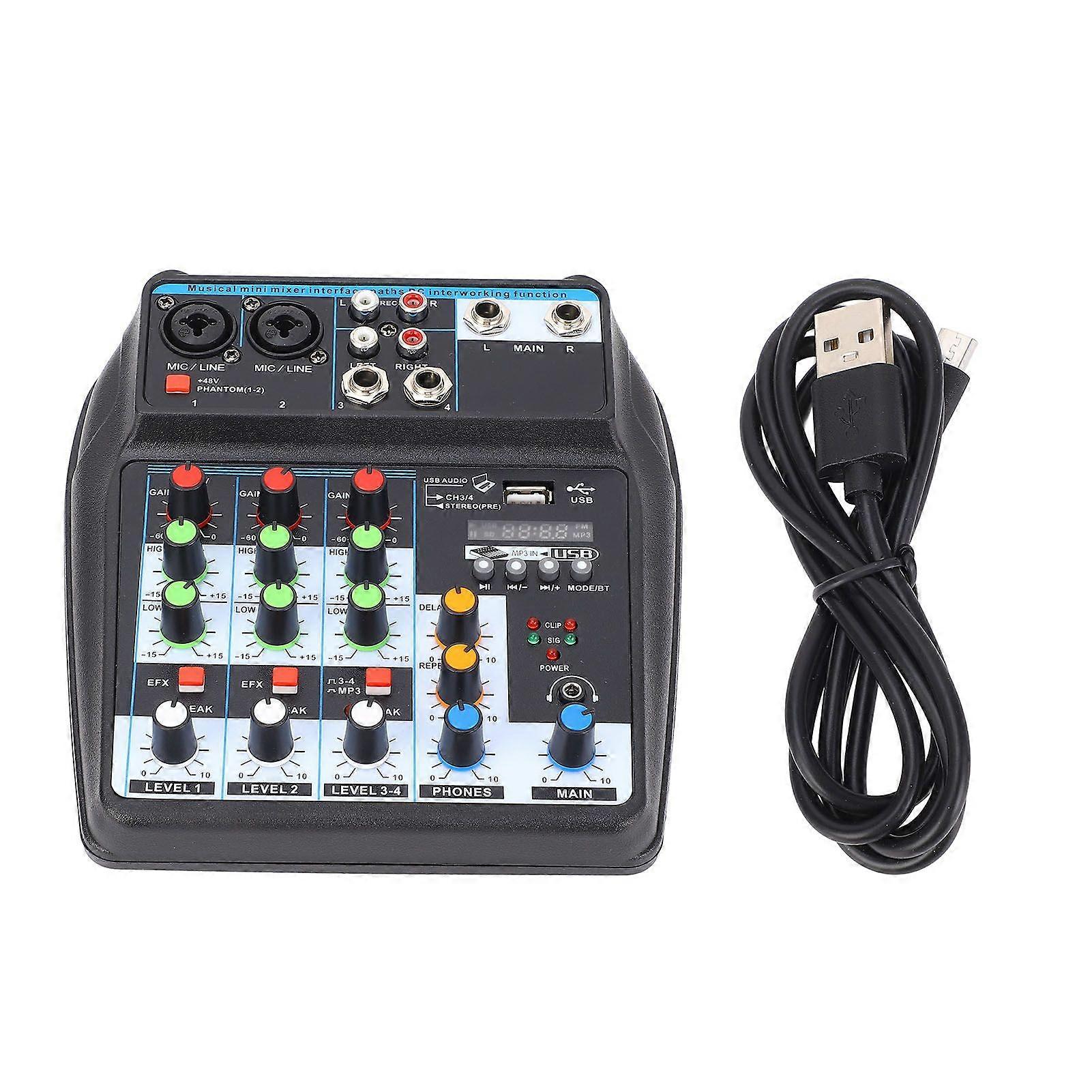 F4MB Portable Mini Mixer 4 Channel DJ Audio Mixer Sound Board Console for PC Recording Singing Webcast Party