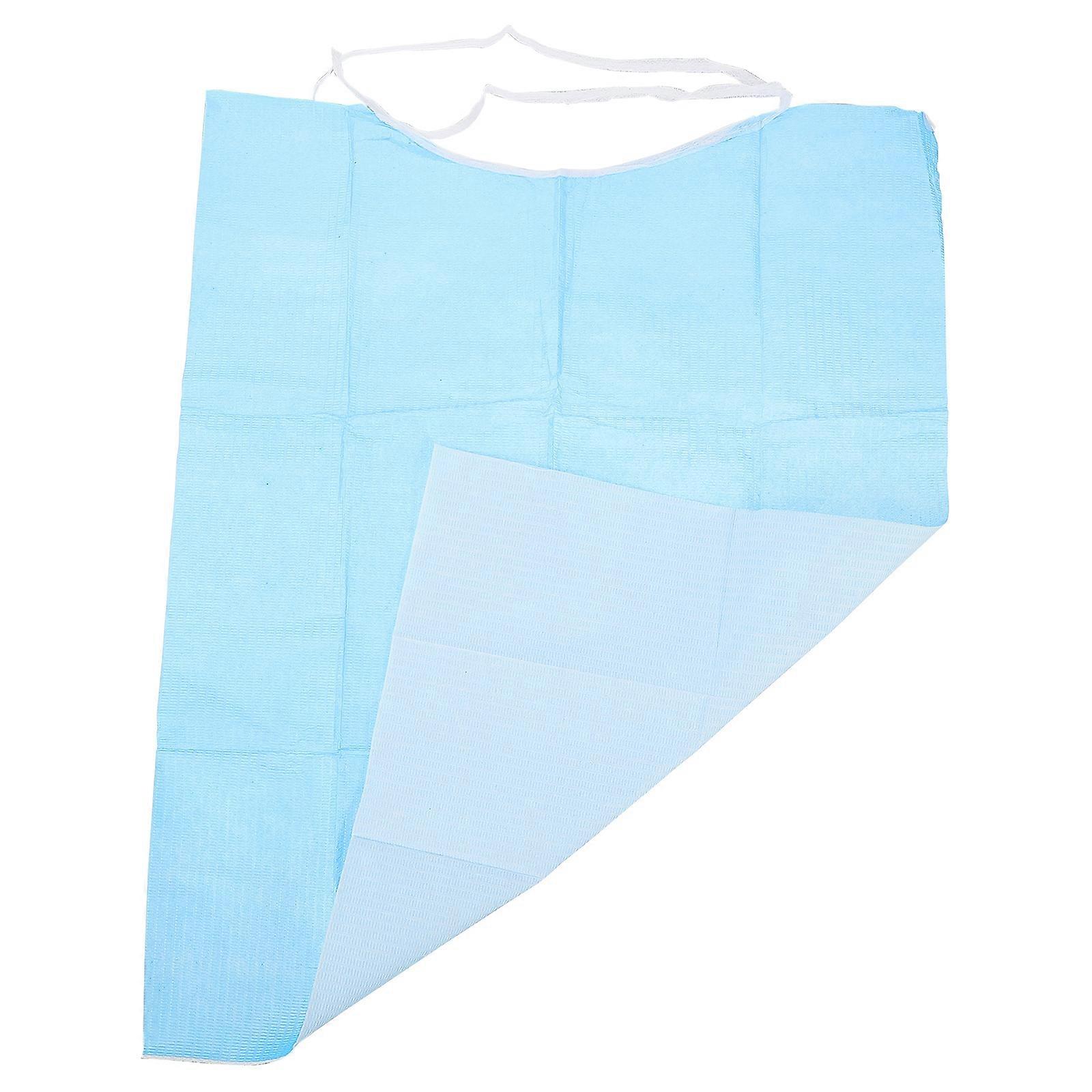 Blue Waterproof Feeding Bibs for Elders Practical 120Pcs PVC
