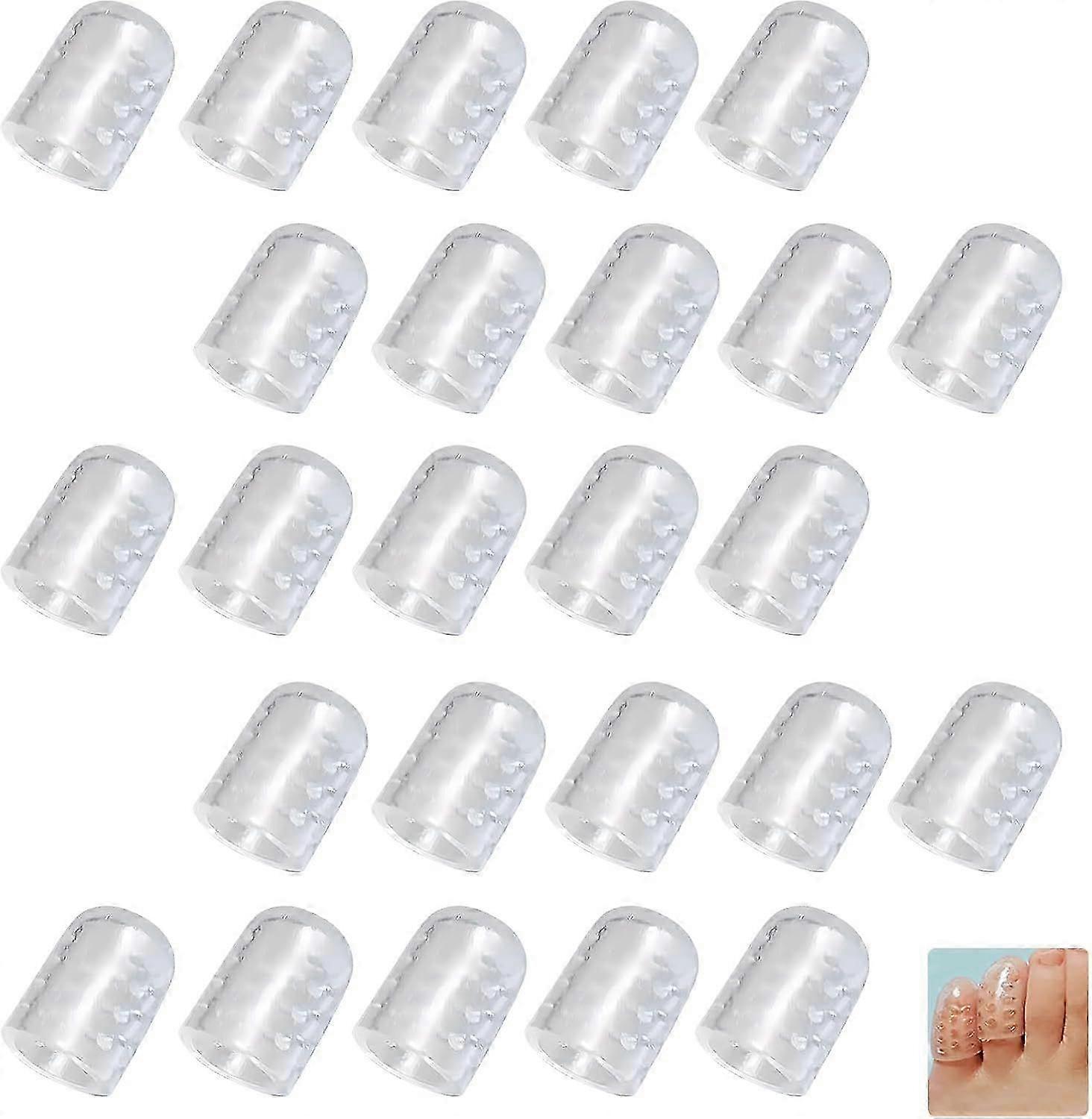 30 Pcs Silicone Toe Protectors Set with Holes for Small Toes,Blisters, Corns, Calluses, Ingrown Toenails and Pain Relief