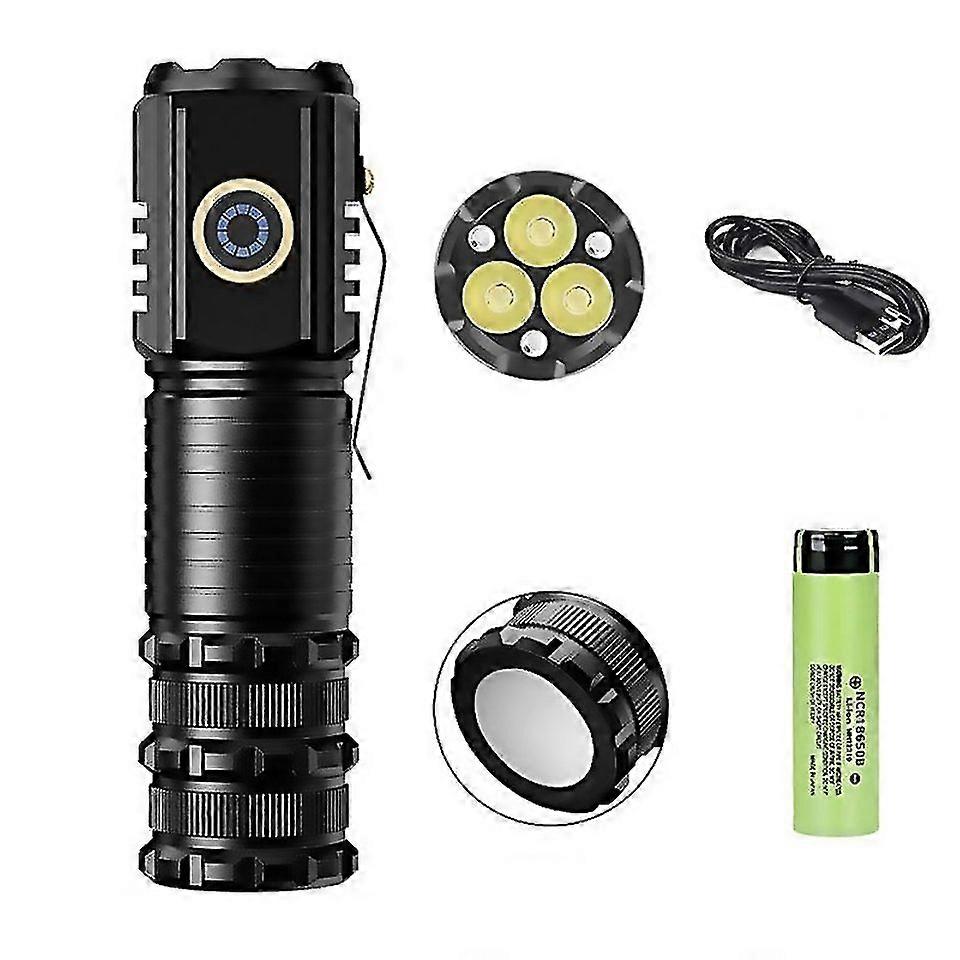 For 3led Mini Flashlight Rechargeable Waterproof Torch With Tail Magnet Battery