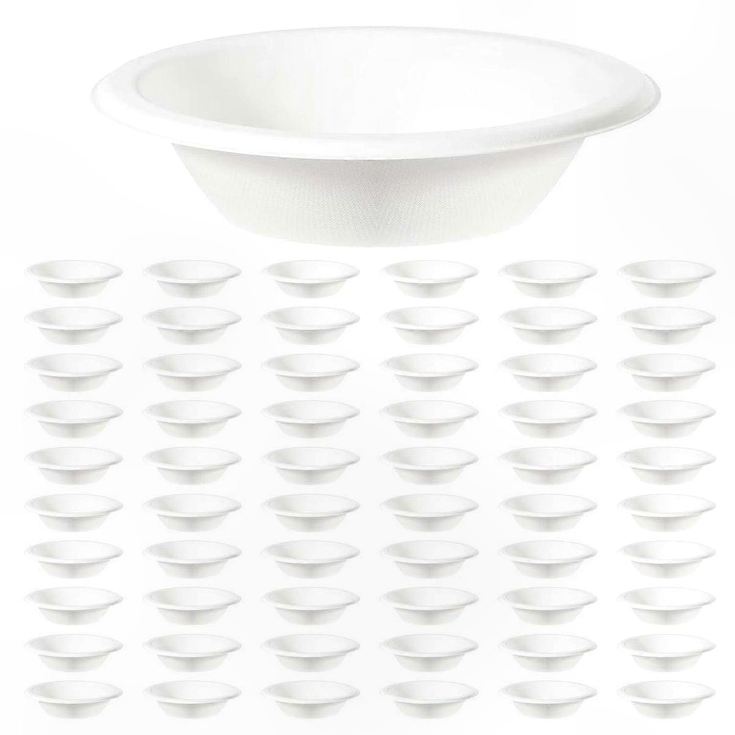 Compostable Sugarcane Bowls, 50 Count, Eco-Friendly Disposable Soup Bowls