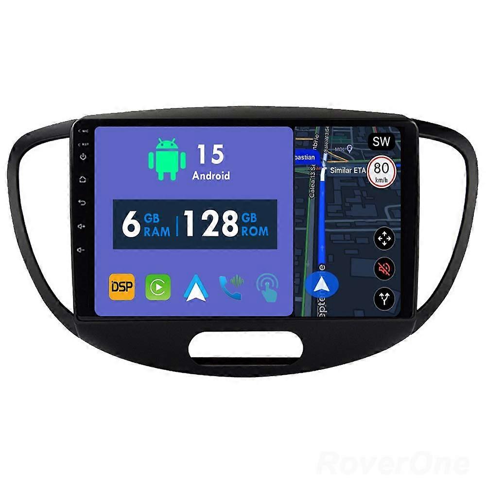Car Radio 6G+128G CarPlay GPS Navigation Head Unit for Hyundai i10 2007 - 2013 Android Auto Bluetooth Stereo Touch Screen