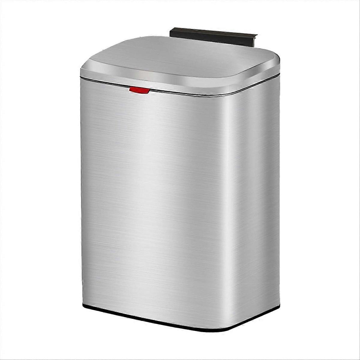 Hanging Kitchen Stainless-Steel Small Trash Can with Lid, 8L