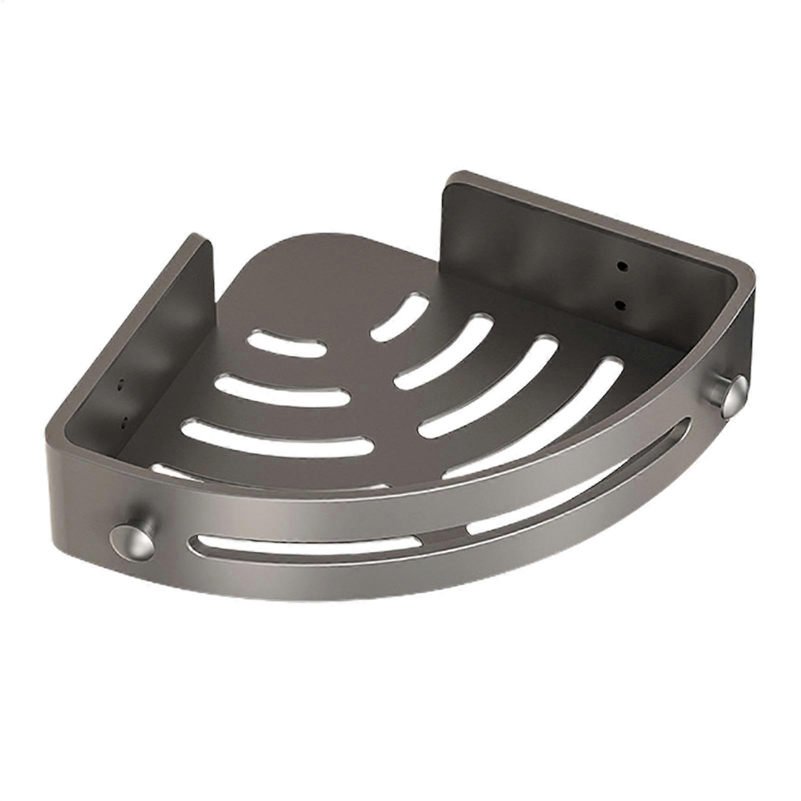 Shower Corner Shelf Adhesive No Drilling For Bathroom Rustproof Water Resistant Adjustable Grey Corner Organizer