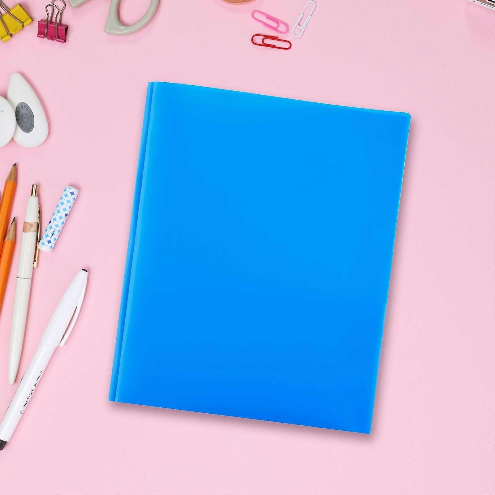 XIUH Office Craft Stationery Pen+Gear 3 Prong 2 Pocket Poly Folder Blue