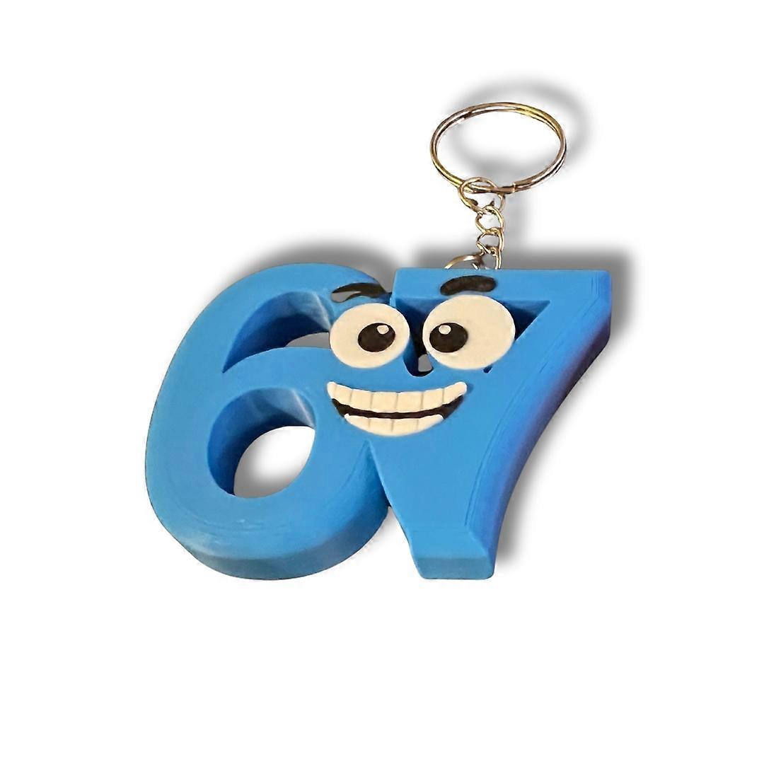 67 meme Viral Smily Keychain