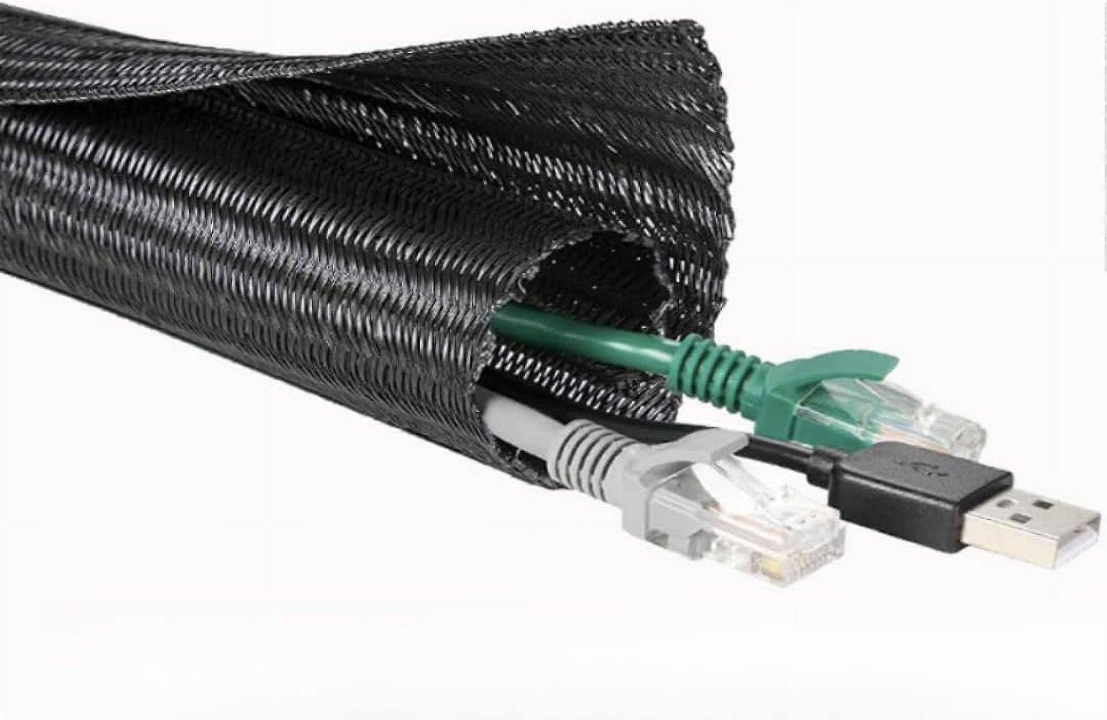 6.5ft 1/2" Cord Protector Sleeve - Wire Loom Tubing for Power, Audio, USB Cords - Pet-Resistant Cable Management - Compatible with TV, Computer