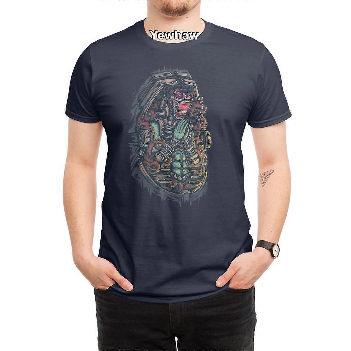 Cyborg Pray T-Shirt cyberpunk robot praying futuristic brain mechanical